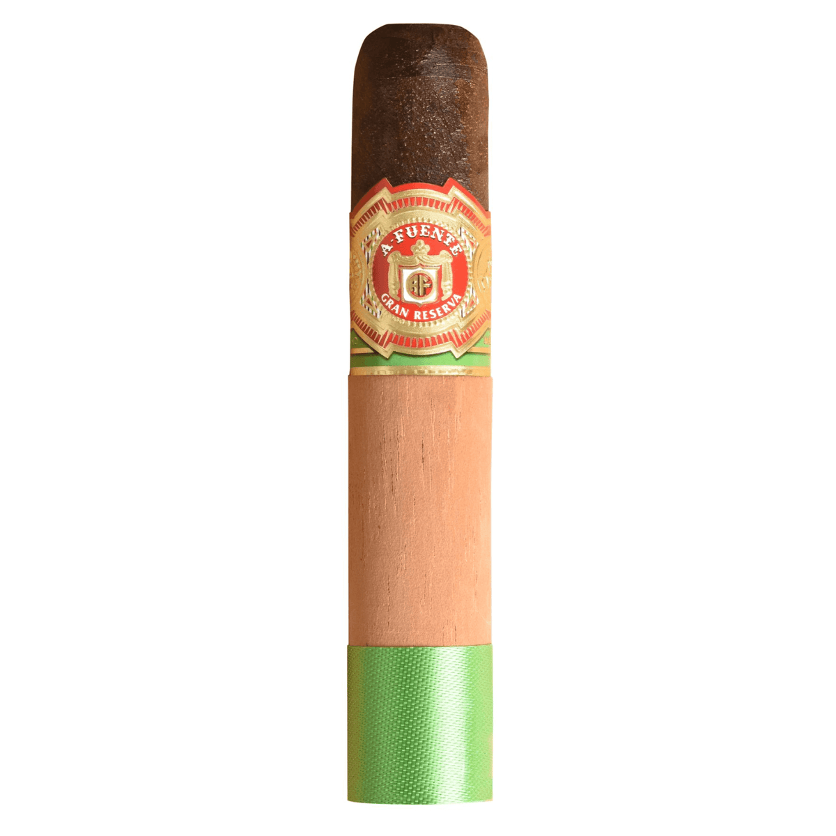Arturo Fuente Chateau Fuente Maduro cigar with dark wrapper and iconic band logo.