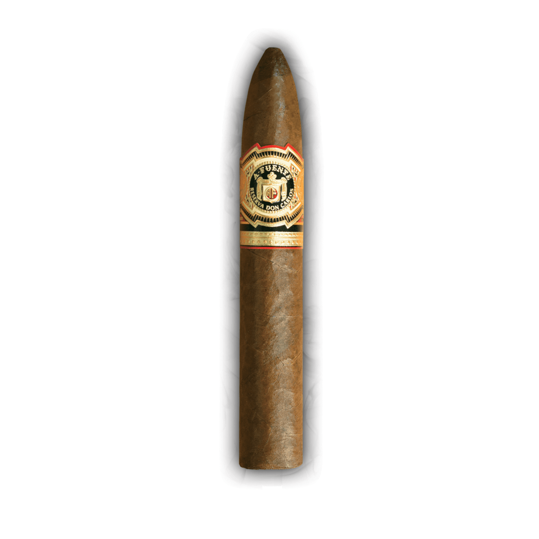 Arturo Fuente Don Carlos Belicoso cigar from Dominican Republic with medium to full strength and complex flavor notes of cedar and cocoa.