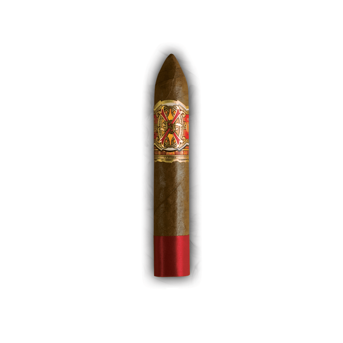 Arturo Fuente OpusX Belicoso XXX cigar with Dominican Sun Grown wrapper, 4 5/8 x 49 size, showcasing rich, luxurious design.