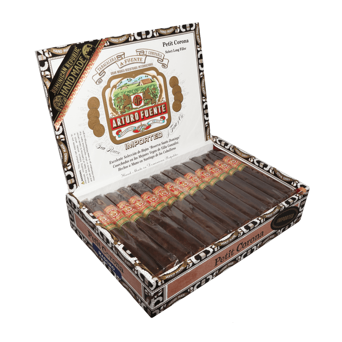 Arturo Fuente Petit Corona Maduro Box of 25 Dominican Cigars with Rich Cocoa and Espresso Notes