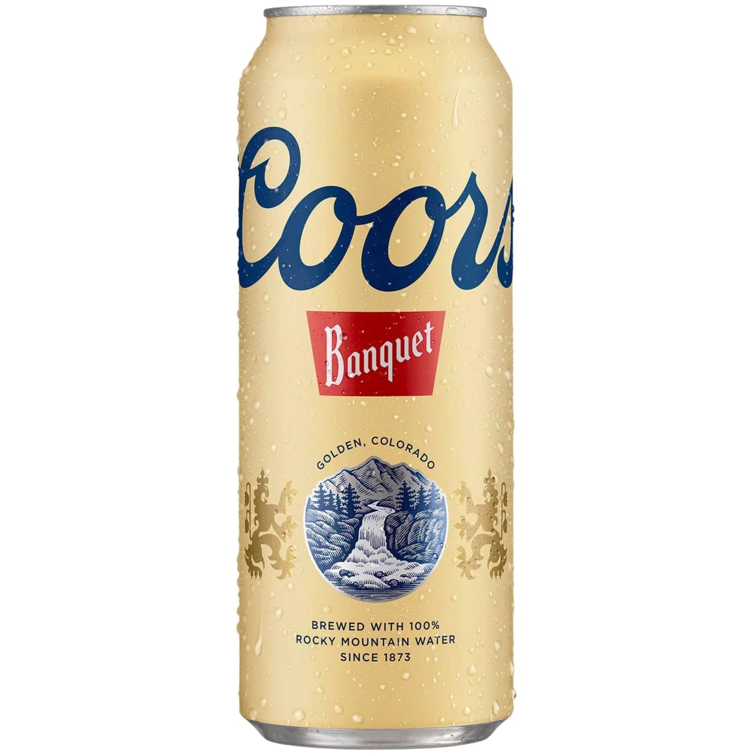 Coors Banquet 25oz can, American Lager by Coors Brewing Company, featuring classic design with Rocky Mountain logo, 5% ABV.