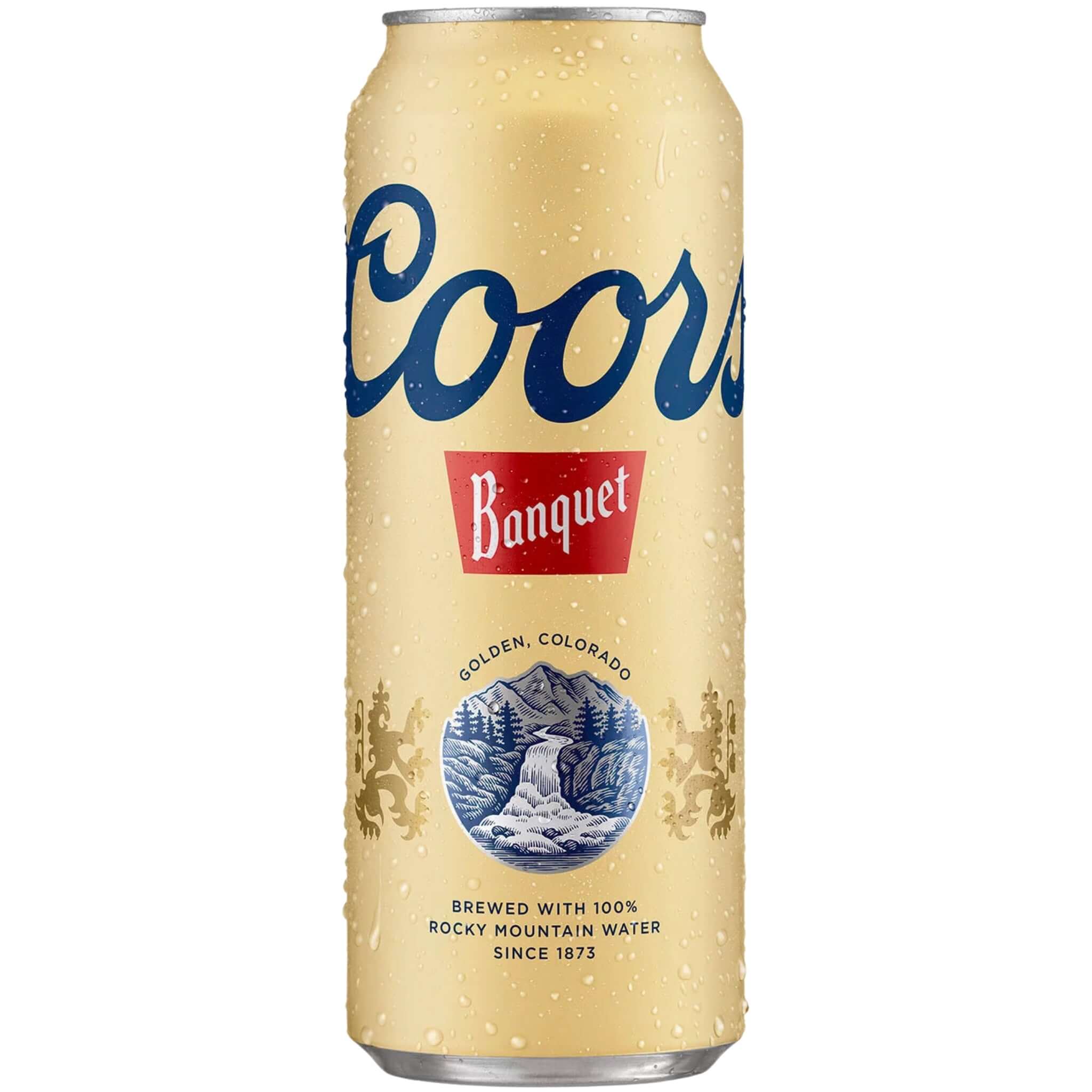 Coors Banquet 25oz can, American Lager by Coors Brewing Company, featuring classic design with Rocky Mountain logo, 5% ABV.