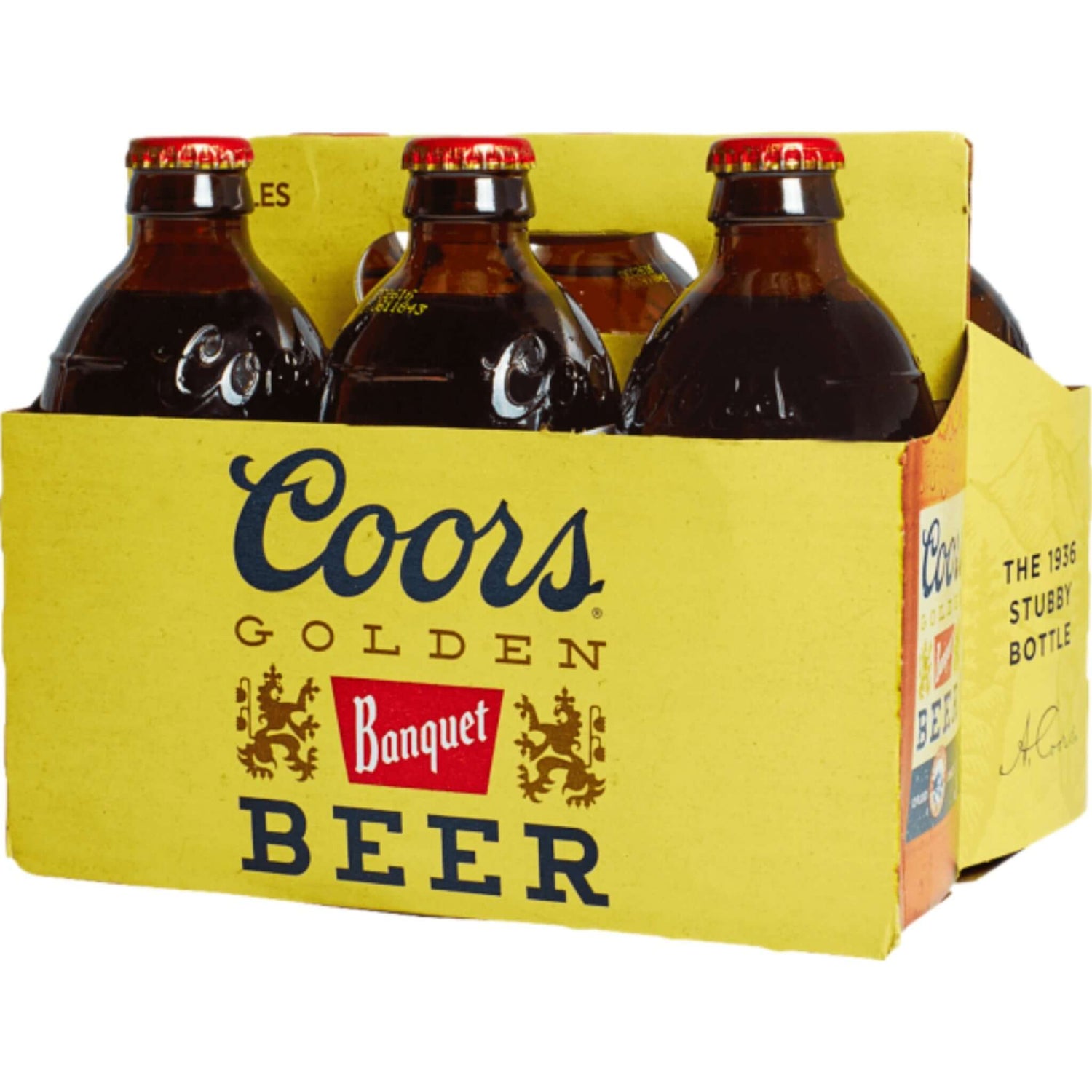 Coors Banquet 6 Pack of 12oz Stubby Bottles, American Lager by Coors Brewing Company, Golden Colorado, Smooth and Malty Flavor
