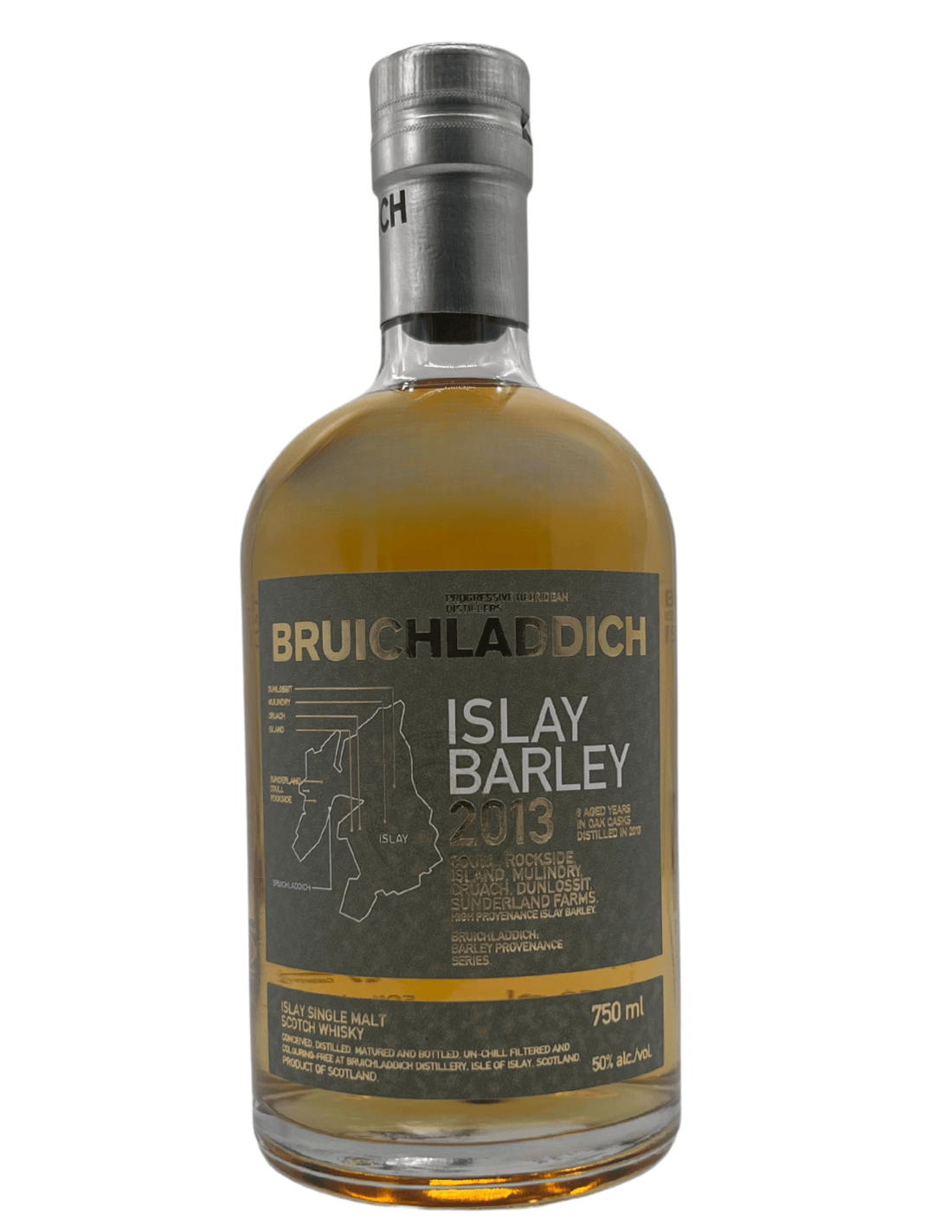 Bruichladdich Islay Barley 2013 Single Malt Scotch Whisky 750ml bottle showcasing label and details.