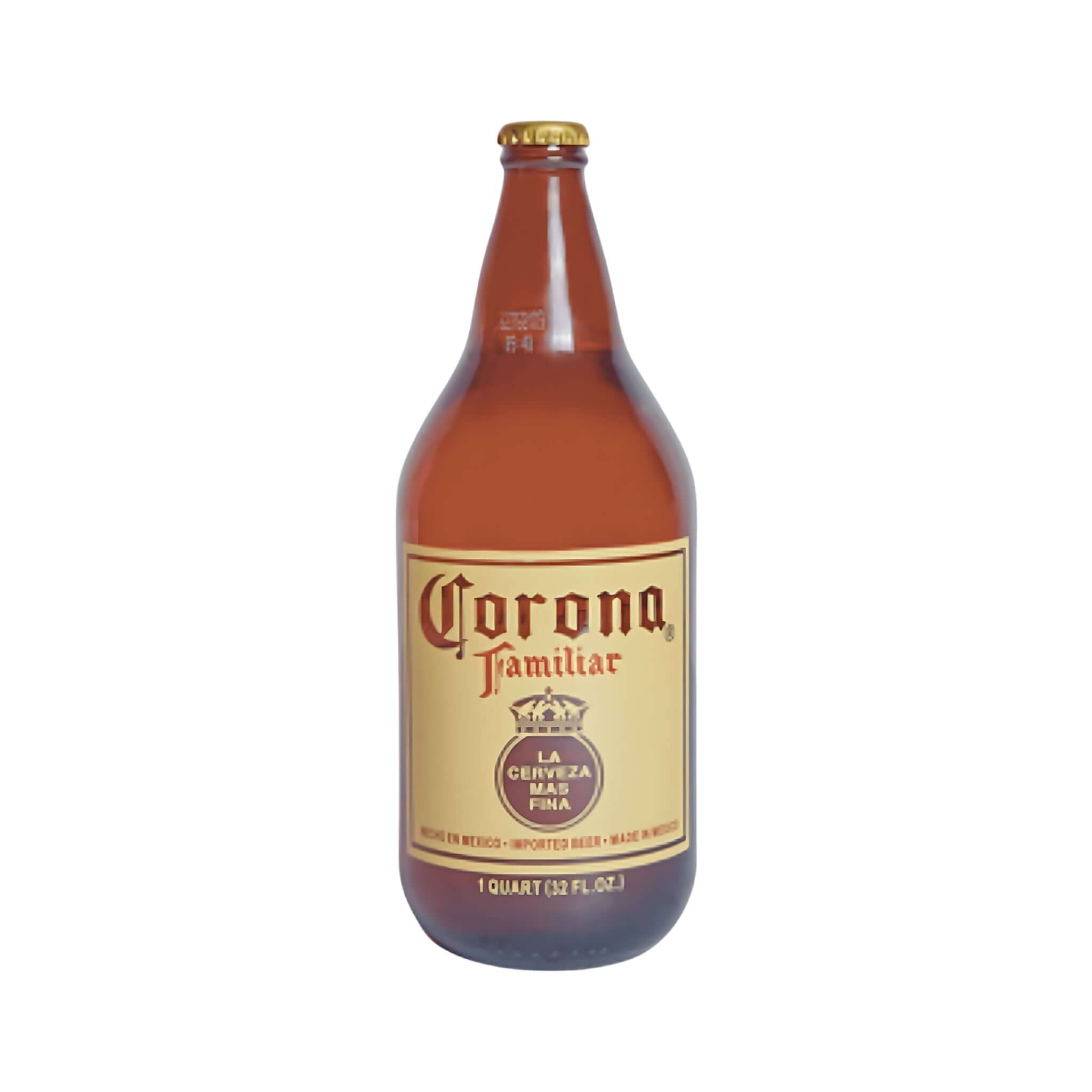 Corona Familiar 32oz bottle, American Lager by Grupo Modelo, known for smooth, fuller-bodied taste with light malt and citrus notes.