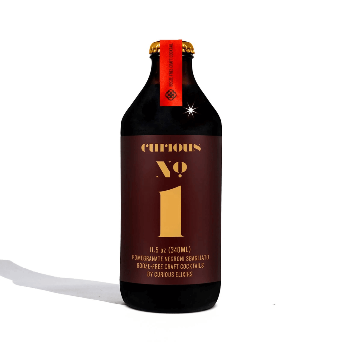 Curious Elixirs No. 1 Non-Alcoholic Negroni Cocktail Bottle 11.5oz with Adaptogens, Bittersweet Pomegranate Flavor