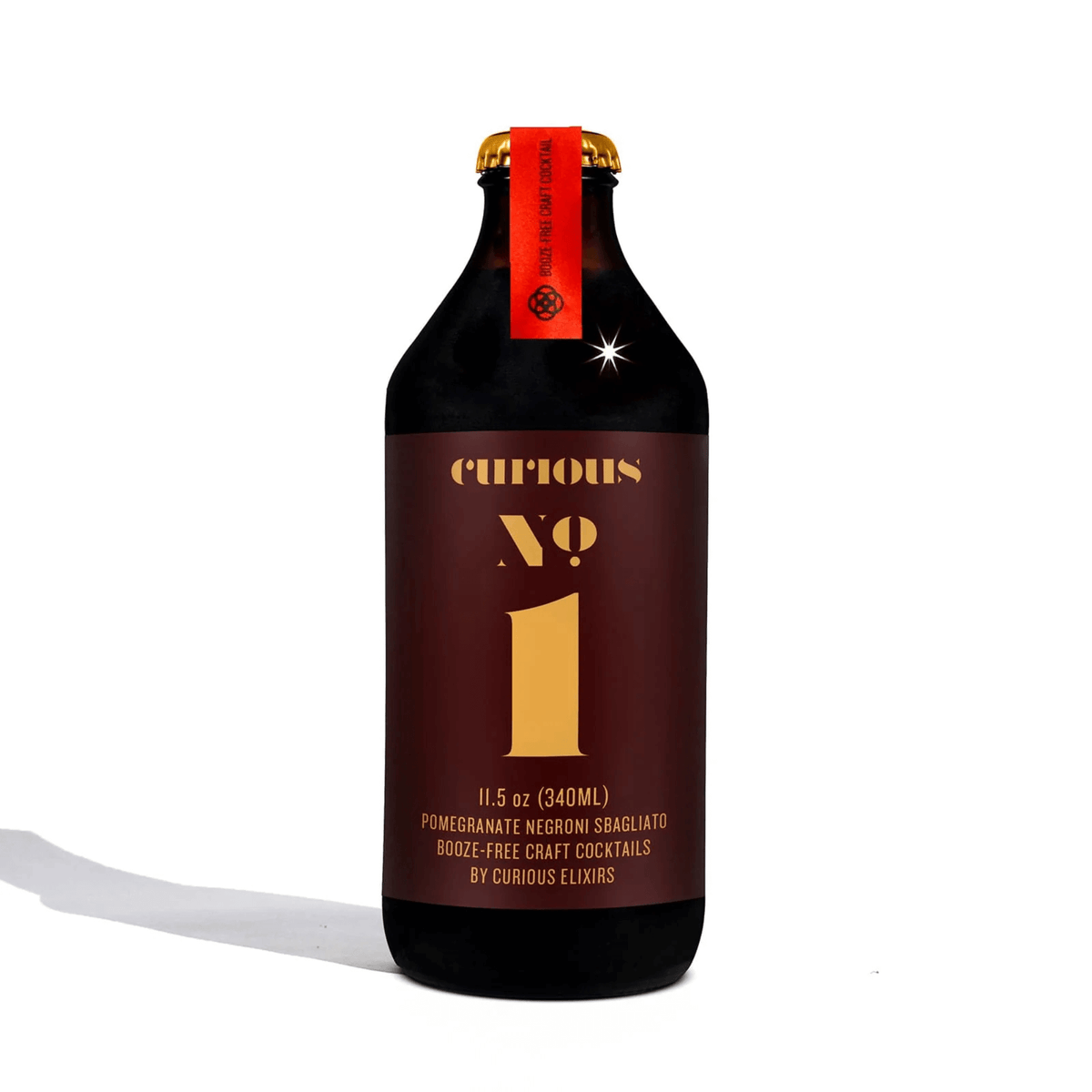 Curious Elixirs No. 1 Non-Alcoholic Negroni Cocktail Bottle 11.5oz with Adaptogens, Bittersweet Pomegranate Flavor