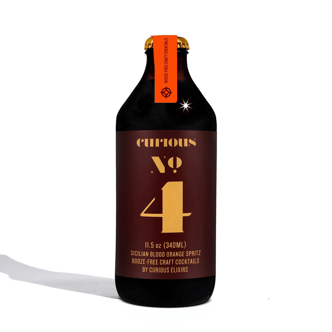 Curious Elixirs No. 4 Non-Alcoholic Orange Spritz bottle 11.5oz, complex bittersweet blend with citrus notes, crafted in USA