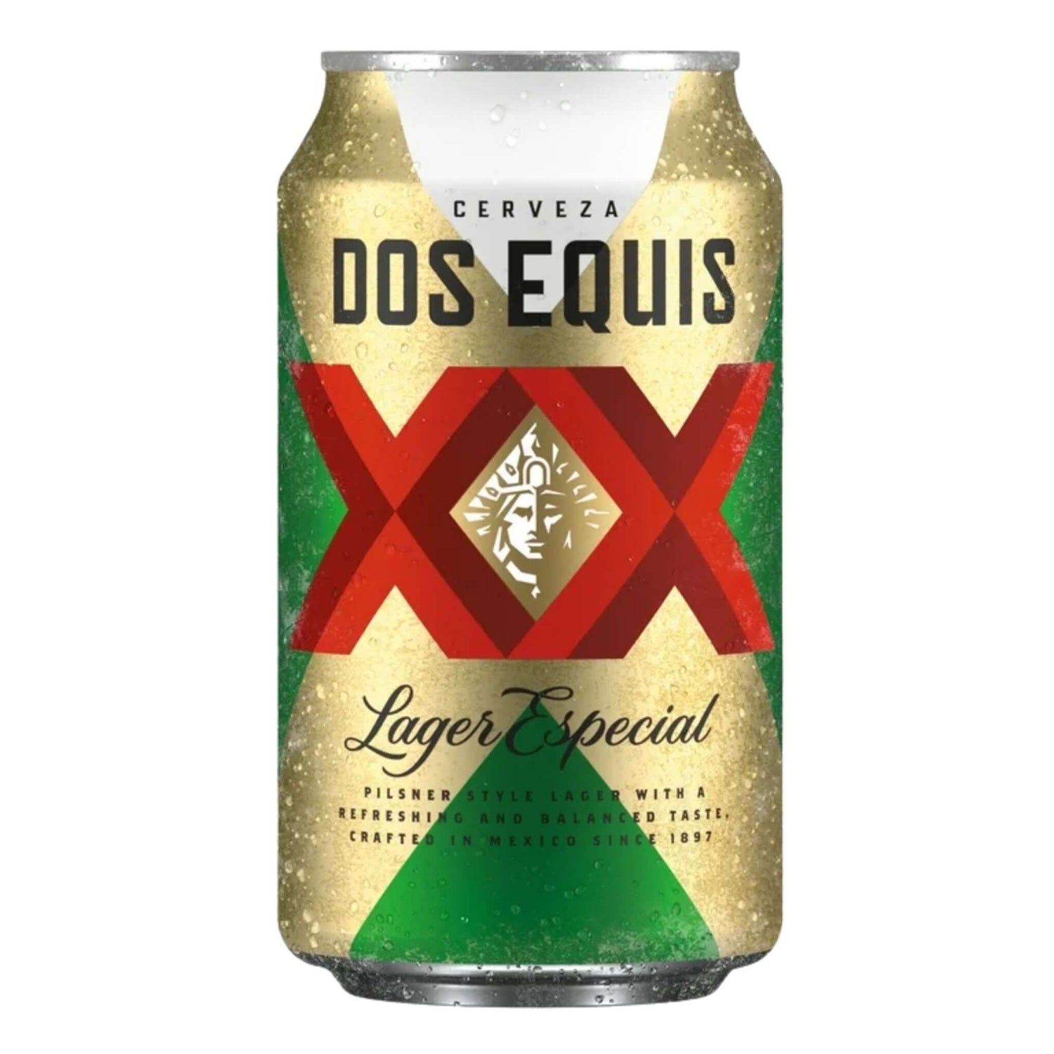 Dos Equis Lager Especial 12oz can, crisp and refreshing lager with balanced malt sweetness, brewed by Cervecería Cuauhtémoc Moctezuma.