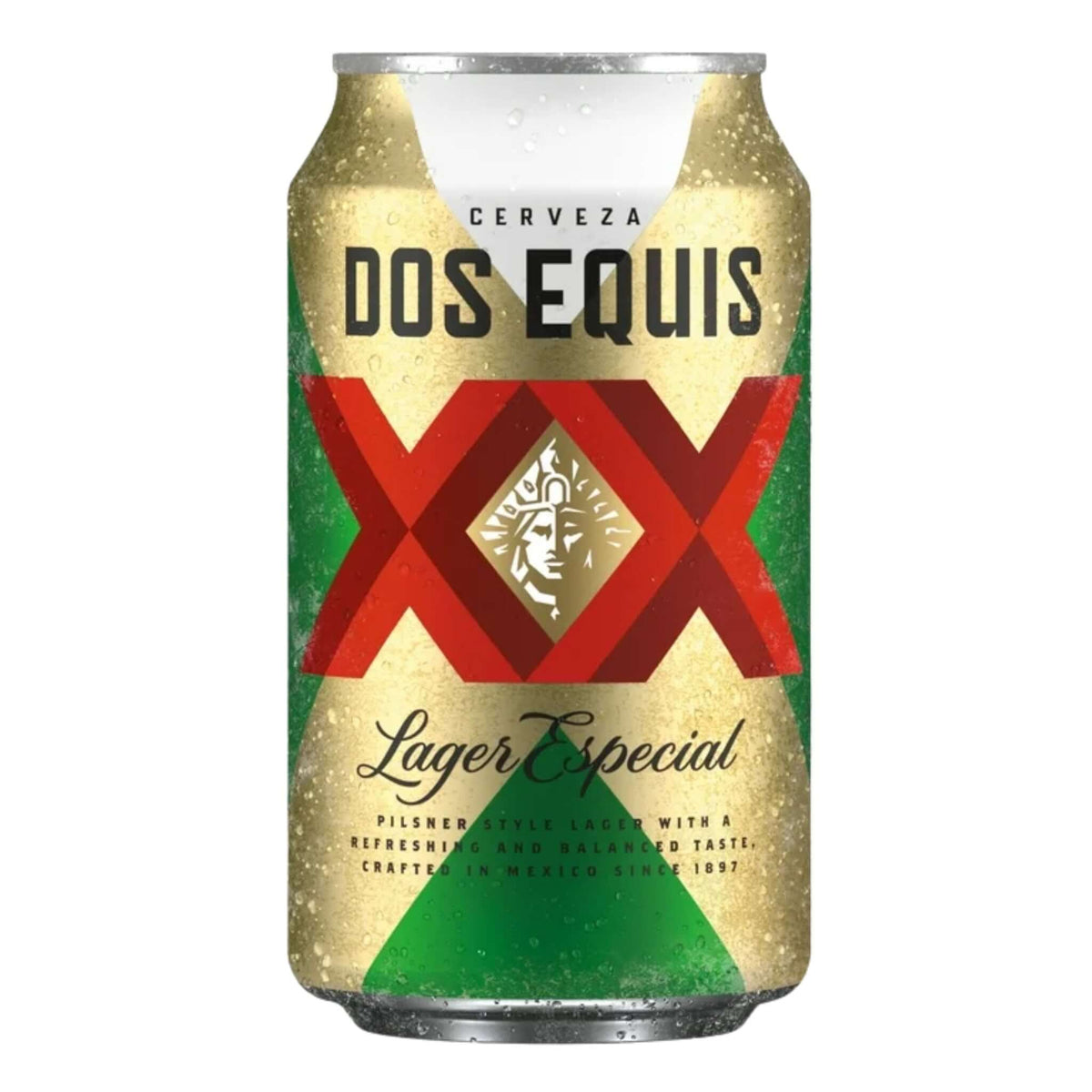 Dos Equis Lager Especial 12oz can, crisp and refreshing lager with balanced malt sweetness, brewed by Cervecería Cuauhtémoc Moctezuma.