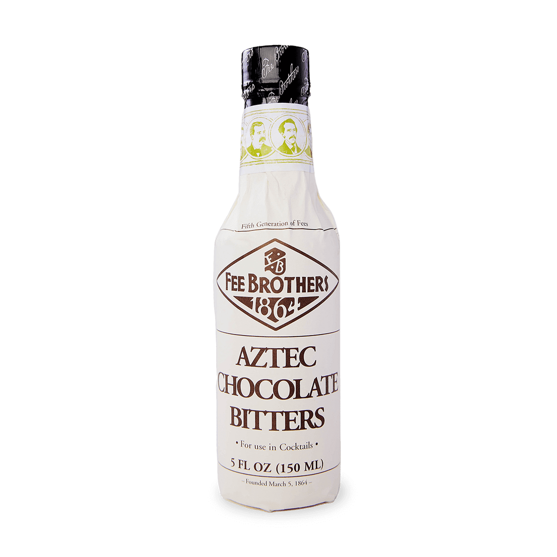 Fee Brothers Aztec Chocolate Bitters 5oz bottle from Rochester, NY, offering rich chocolate and spice flavors for cocktails.