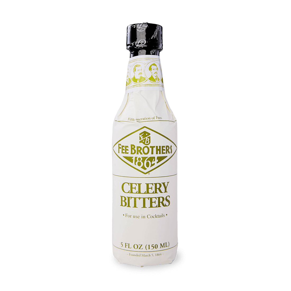 Fee Brothers Celery Bitters 5oz bottle with vintage label, ideal for cocktails, crafted in Rochester, NY, USA.