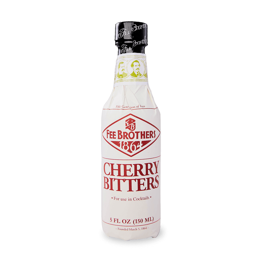 Fee Brothers Cherry Bitters 5oz bottle featuring natural cherry and almond flavors, perfect for enhancing cocktails.