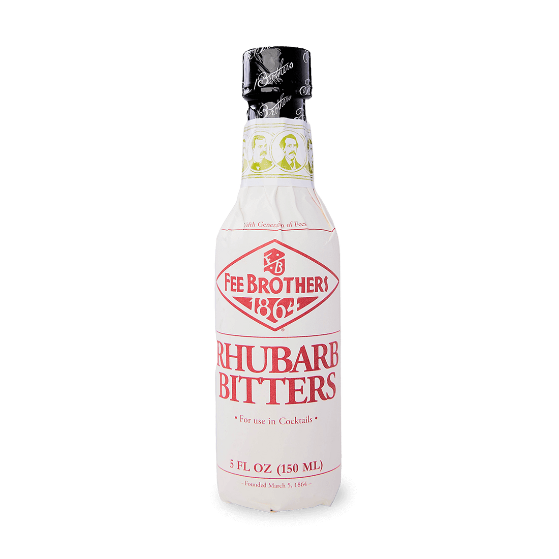Fee Brothers Rhubarb Bitters 5oz bottle for cocktails, from family-owned distillery in Rochester, New York.