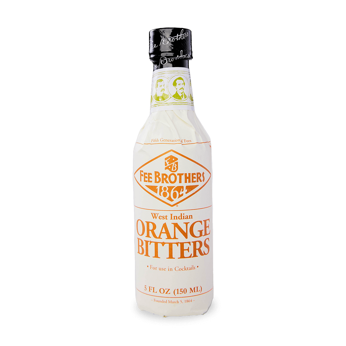 Bottle of Fee Brothers West Indian Orange Bitters 5oz, renowned cocktail enhancer from Rochester, NY