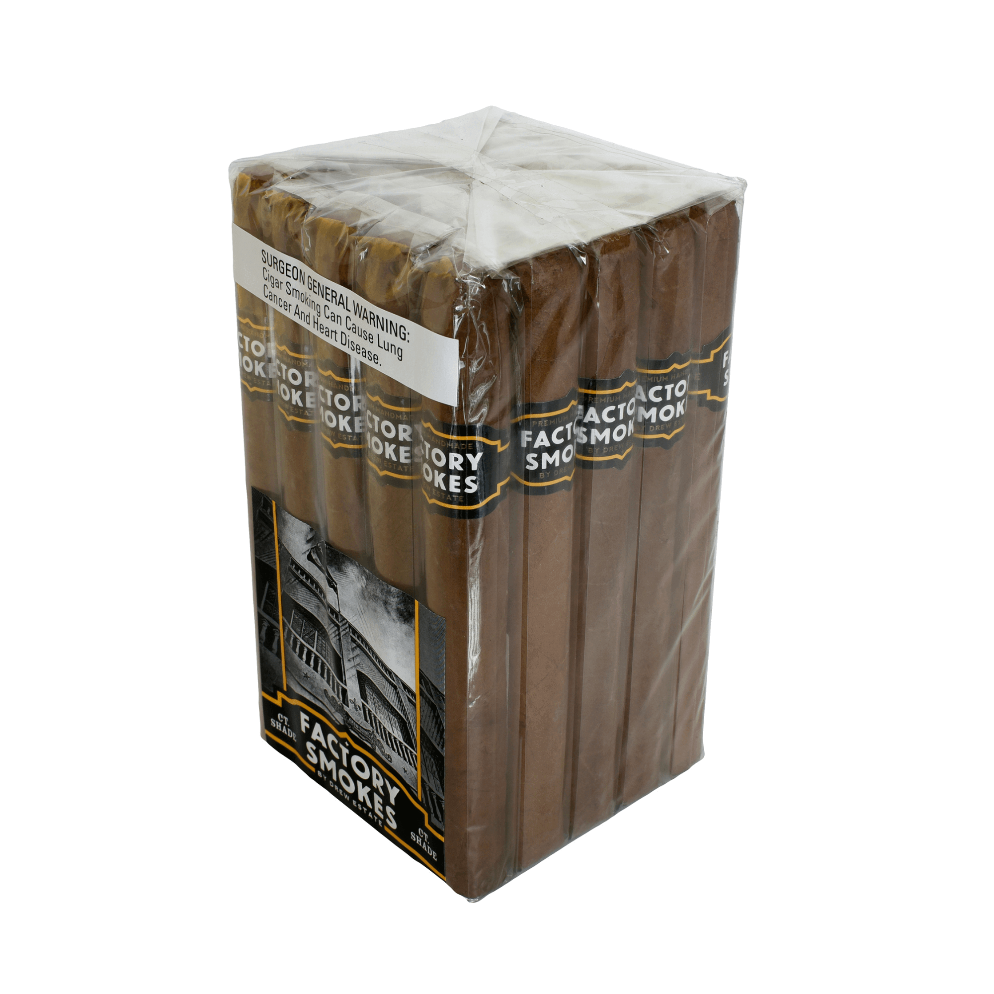 Factory Smokes Shade Churchill 25ct bundle with Ecuadorian Connecticut Shade wrapper and creamy flavor profile.