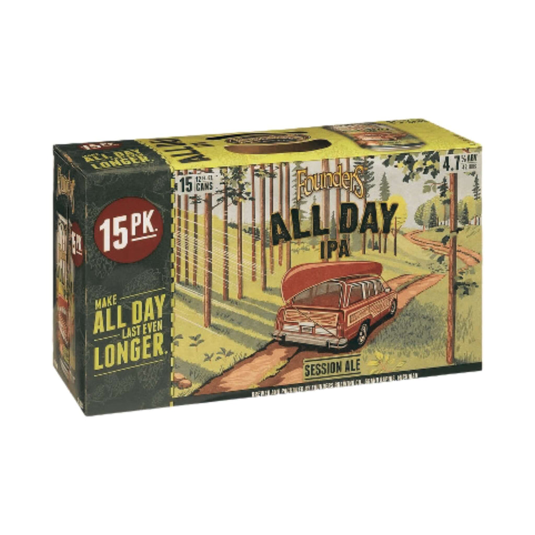Founders All Day IPA 15 Pack of 12oz cans with citrus and pine flavors from Founders Brewing Co., Grand Rapids, Michigan.