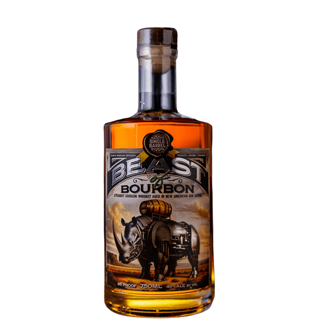 Granite Mountain Distillery Single Barrel Beast of Bourbon 750mL bottle, straight bourbon whiskey from Prescott, Arizona.