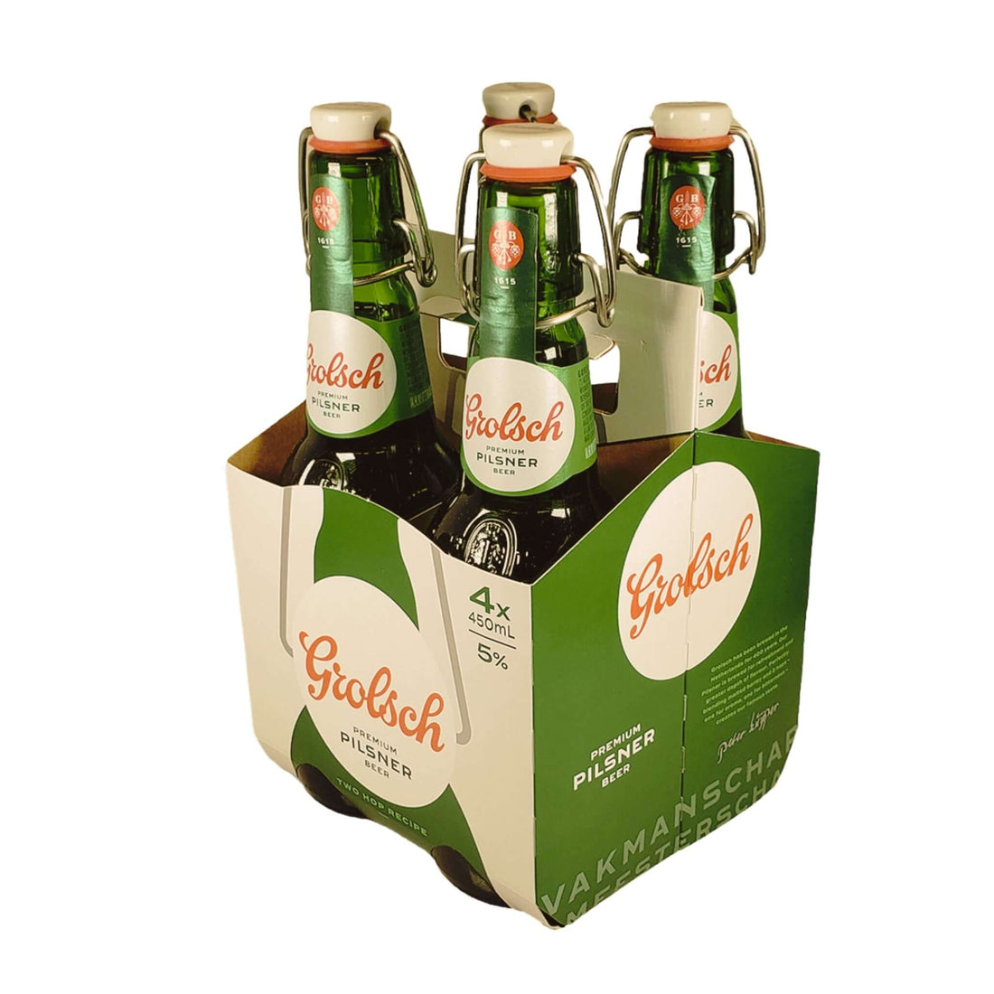 Grolsch Premium Pilsner 4 Pack with Swing Top, 15.2oz Bottles, Dutch Beer