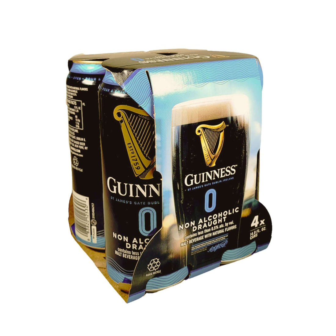 Guinness 0 Non-Alcoholic Draught 4 Pack, 14.9oz Cans, Non-Alcoholic Stout from Dublin, Ireland