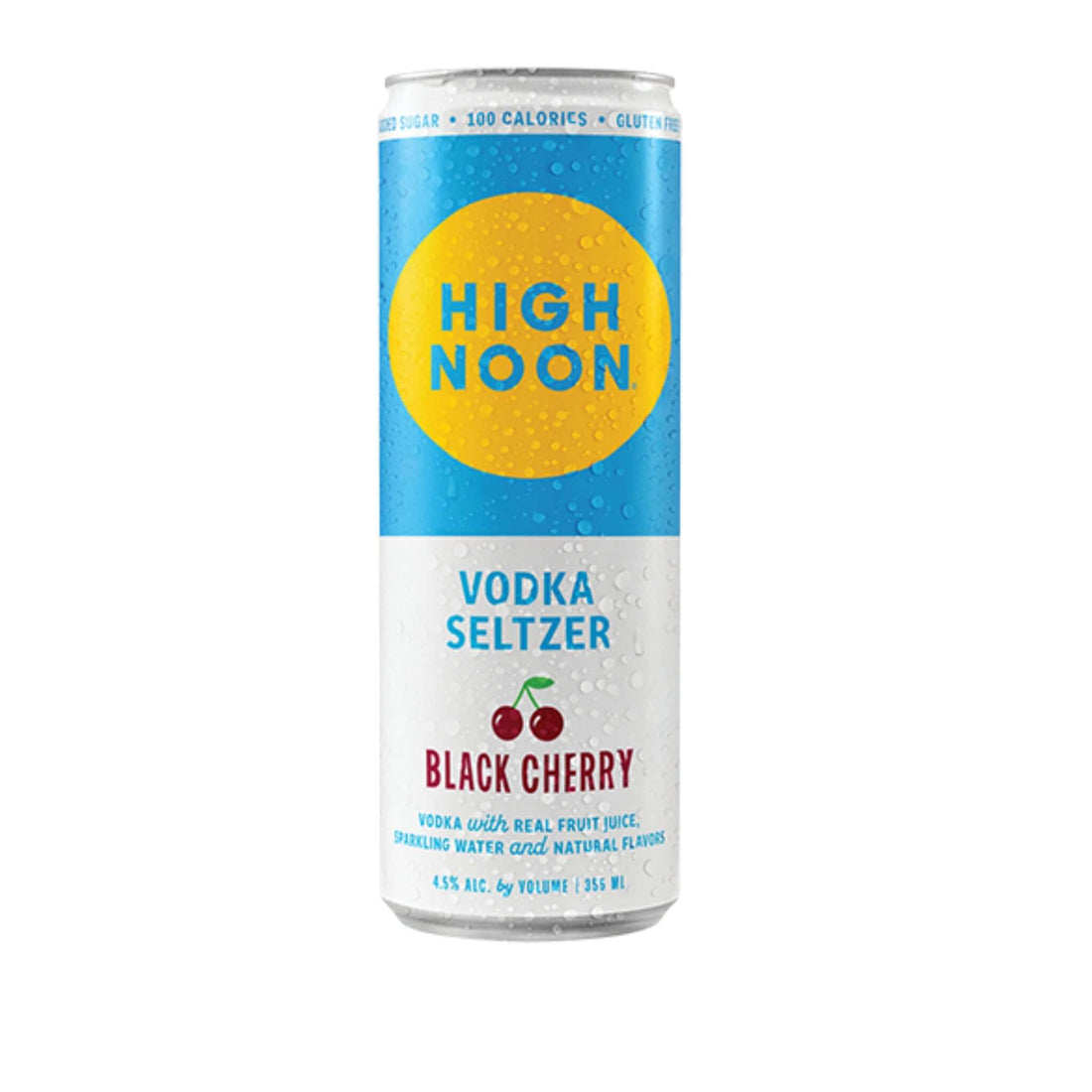 High Noon Sun Sips Black Cherry hard seltzer 12oz can, California, 4-pack, 4.5% ABV, juicy black cherry flavor, High Noon Spirits
