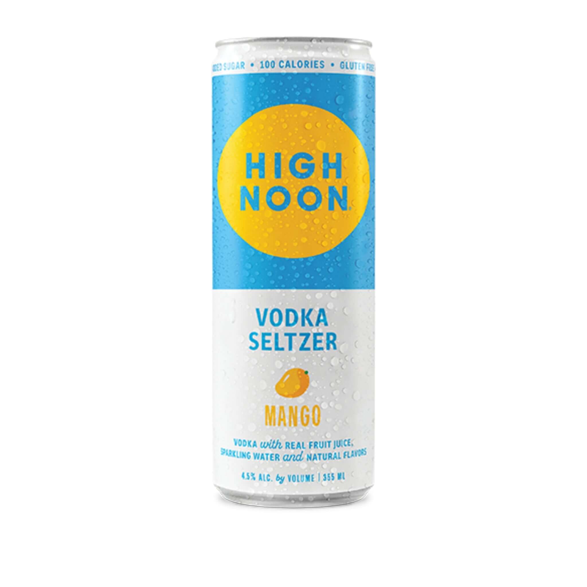 High Noon Sun Sips Mango 12oz can, refreshing vodka seltzer with natural mango flavor from California.
