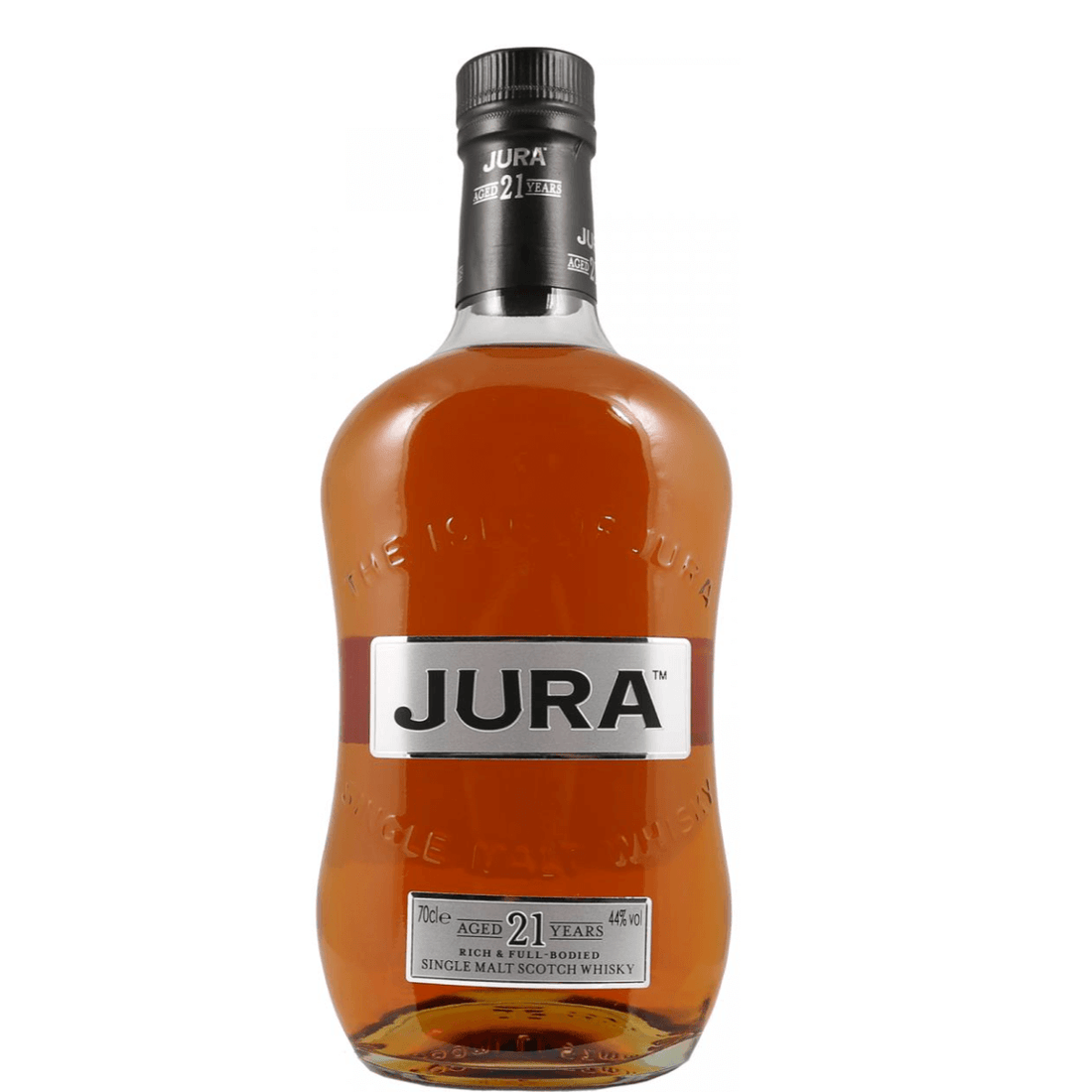 Jura Single Malt Scotch 21YR 750ml bottle, Isle of Jura whiskey with sherry cask finish, 44% ABV.
