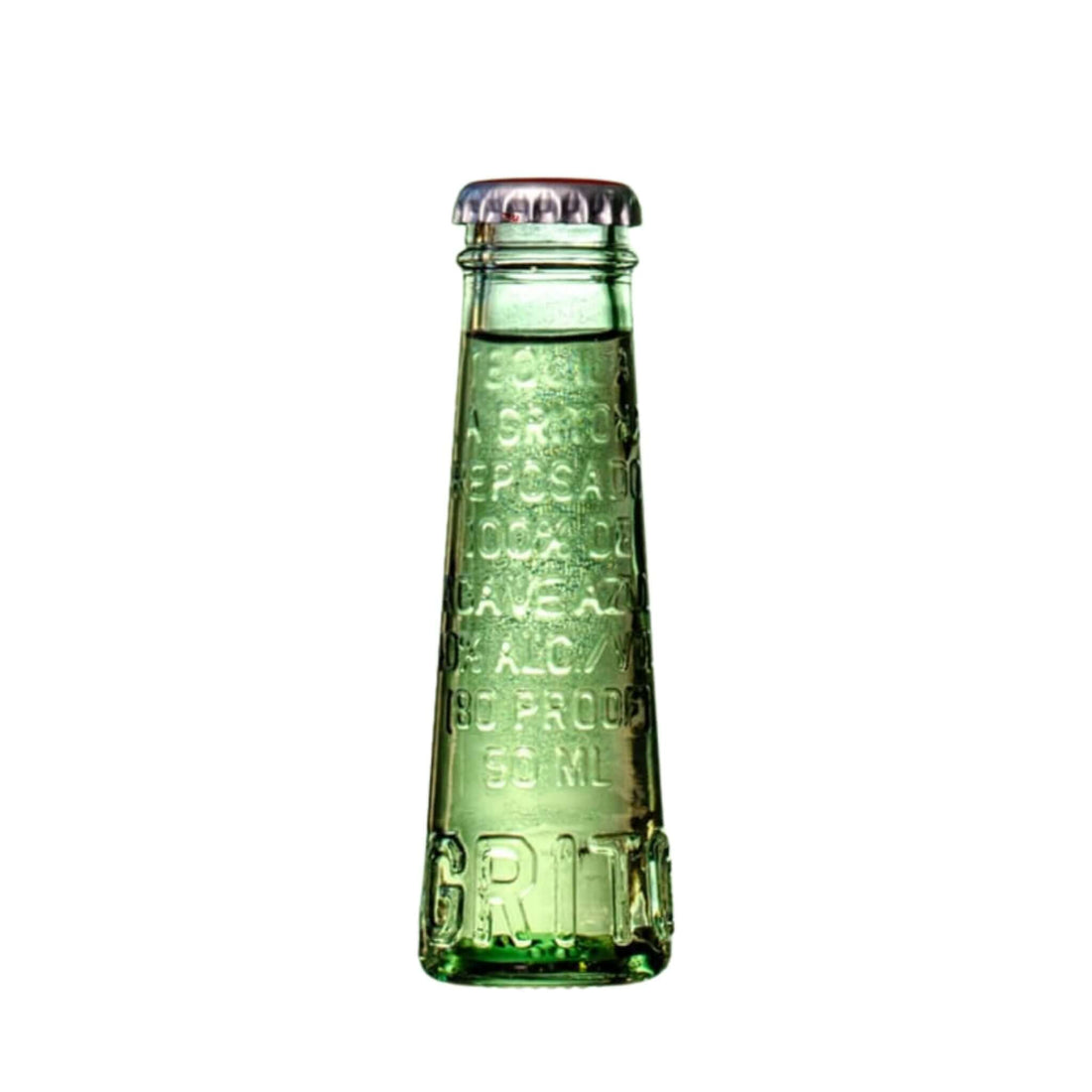 La Gritona Reposado Tequila 50ml bottle, crafted with blue agave, artisanal design, from Jalisco&
