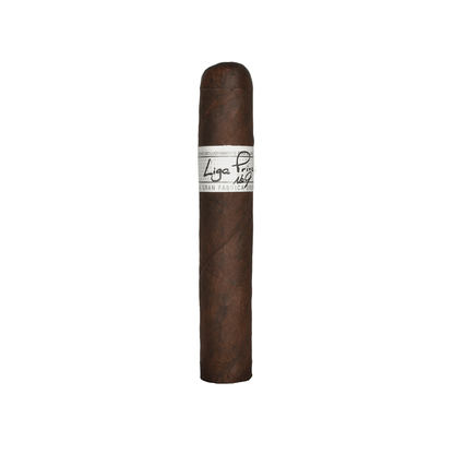 Liga Privada No. 9 Robusto cigar with dark Connecticut Broadleaf wrapper, known for bold flavor notes of chocolate and espresso.