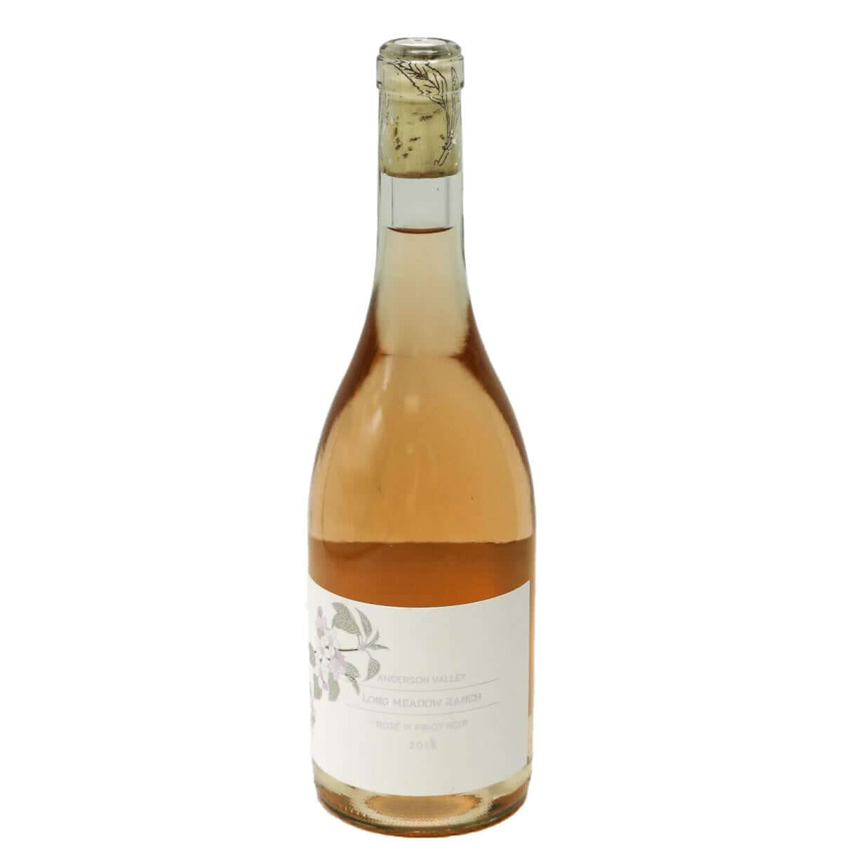 Long Meadow Ranch Rosé 2018 wine bottle, 750ml, sustainable California blend with 12.5% ABV, artisan winemaking.