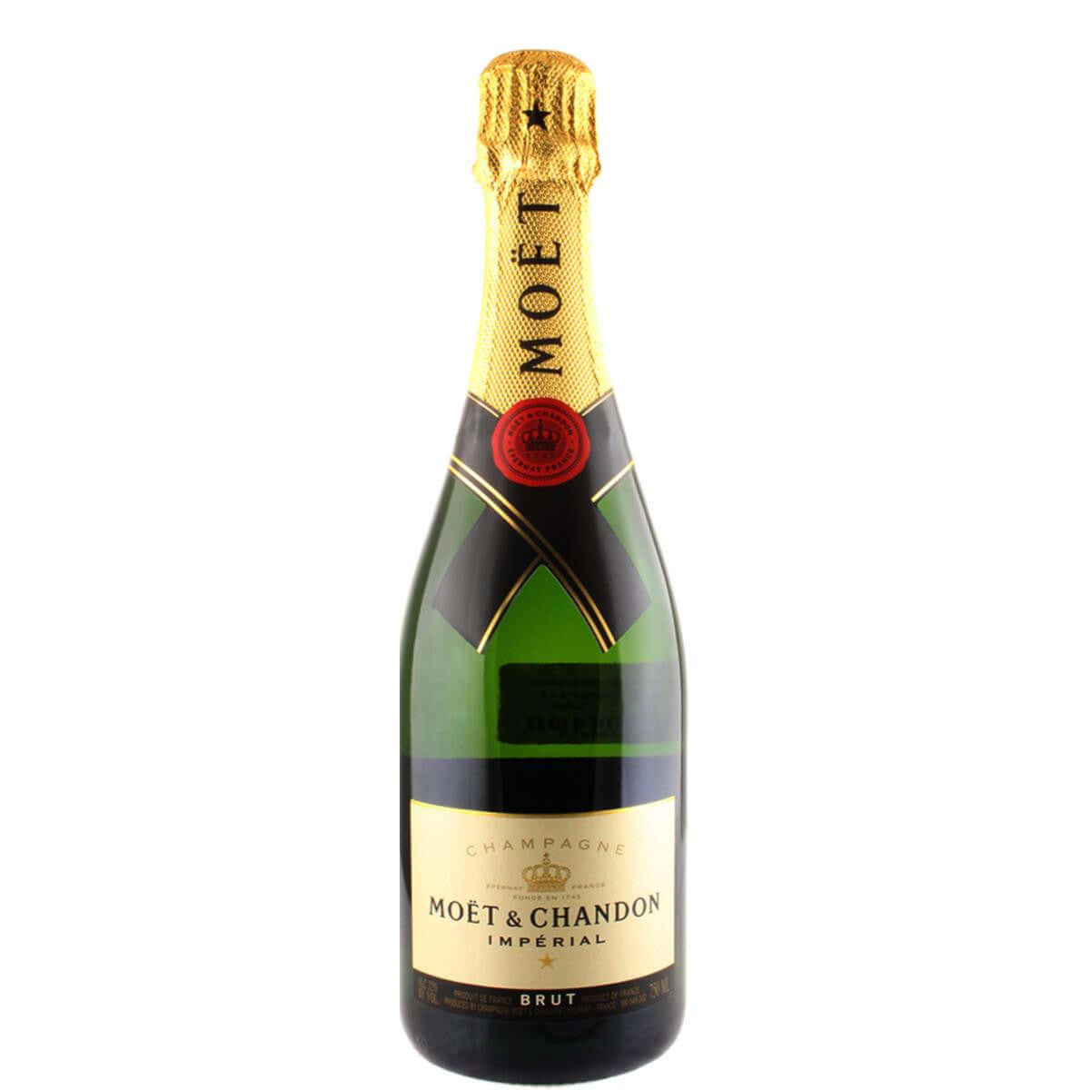Moet Imperial Brut 750ml bottle, premium French Champagne, blend of 100 wines from Champagne region, celebrated for balanced taste.