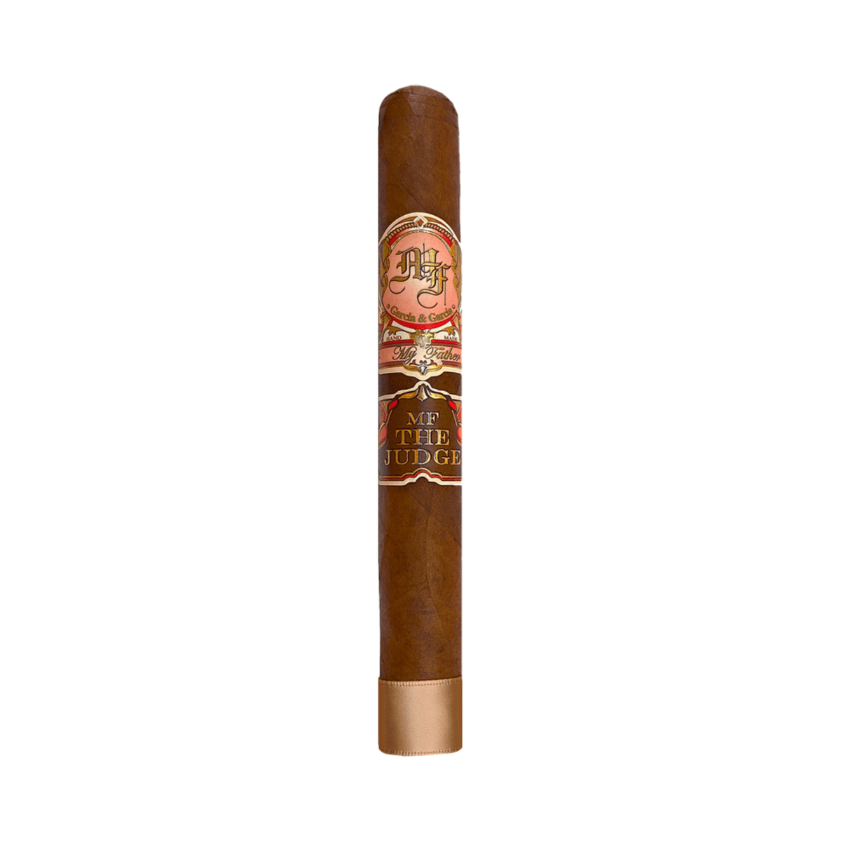 My Father The Judge Corona Gordo cigar with Ecuadorian Sumatra wrapper, full strength, showcasing rich notes of espresso and cocoa.