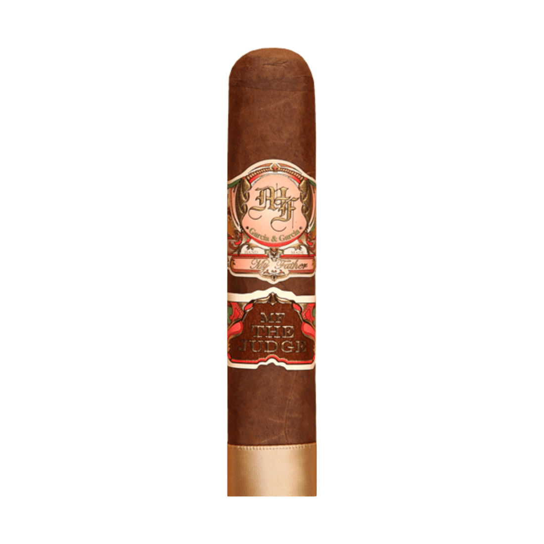 My Father The Judge Grand Robusto cigar, Ecuadorian Sumatra wrapper, box pressed, size 5x60, premium Nicaraguan blend.