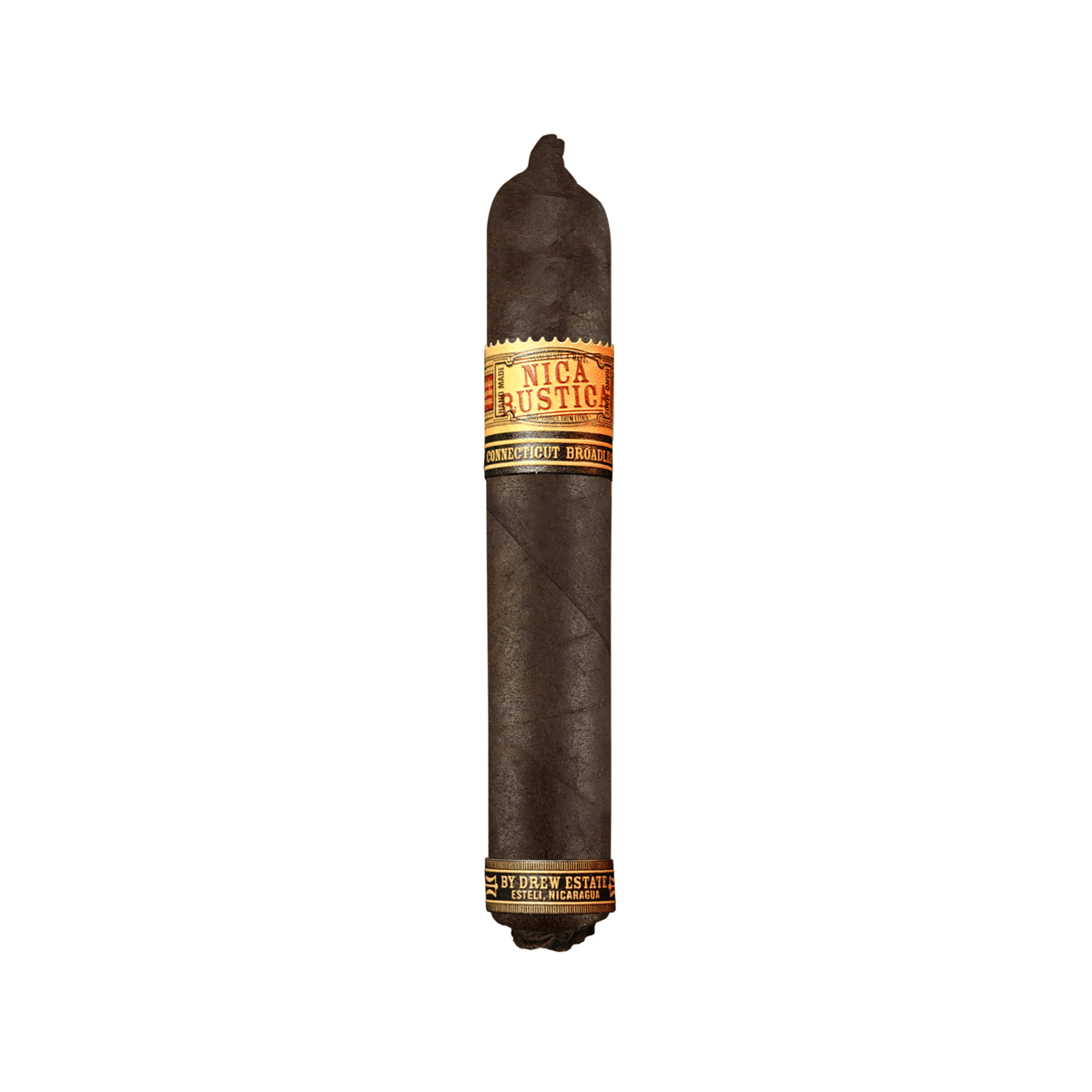 Nica Rustica Connecticut Short Robusto cigar by Drew Estate with Connecticut Shade wrapper and Nicaraguan filler.