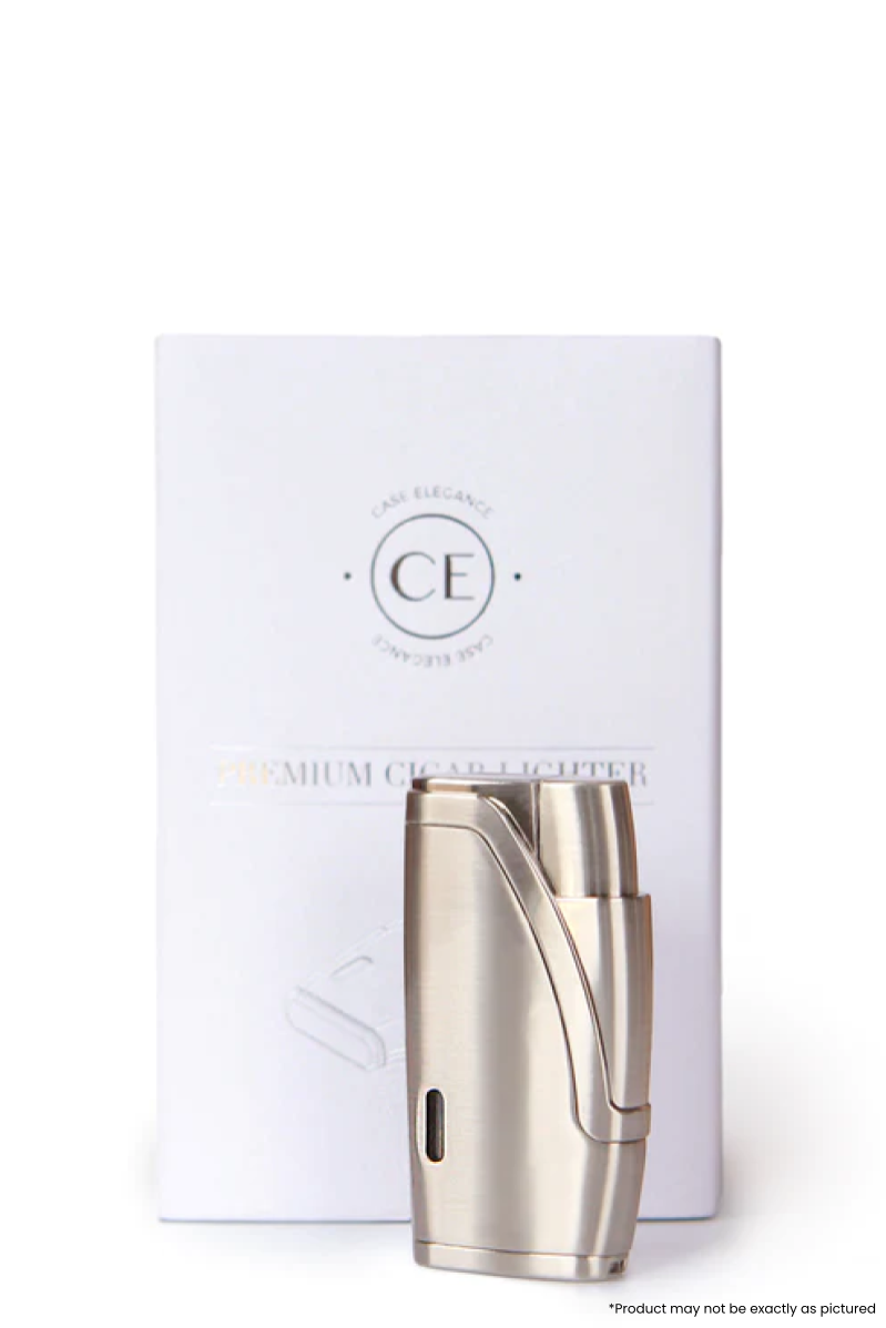 The Perfect Cigar Companion. Introducing the double torch lighter by Klaro. The modern profile comes with a luxe brushed chrome finish and offers a viewing window to monitor your butane lighter levels. This elegant and reliable lighter fits perfectly in any of the Klaro humidor drawers.