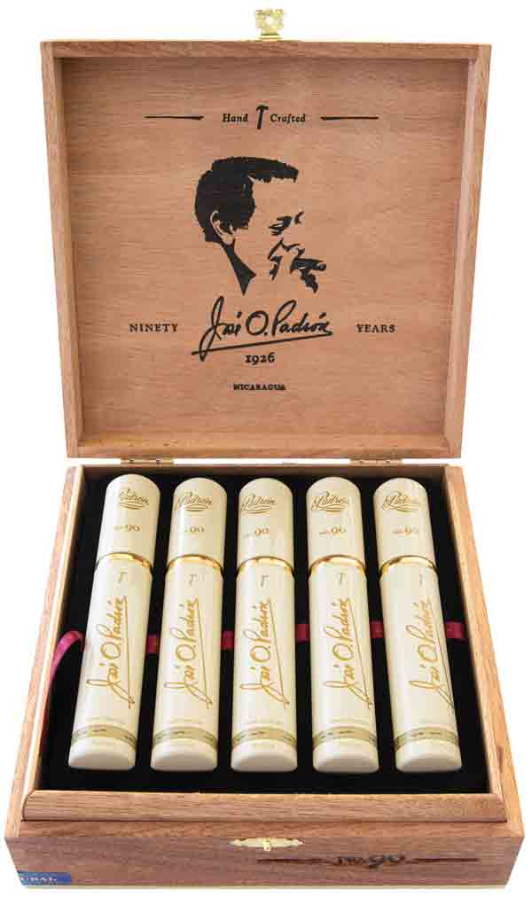 Padron 1926 No. 90 Natural Tubo 10ct box showcasing premium Nicaraguan cigars with sun-grown wrappers.