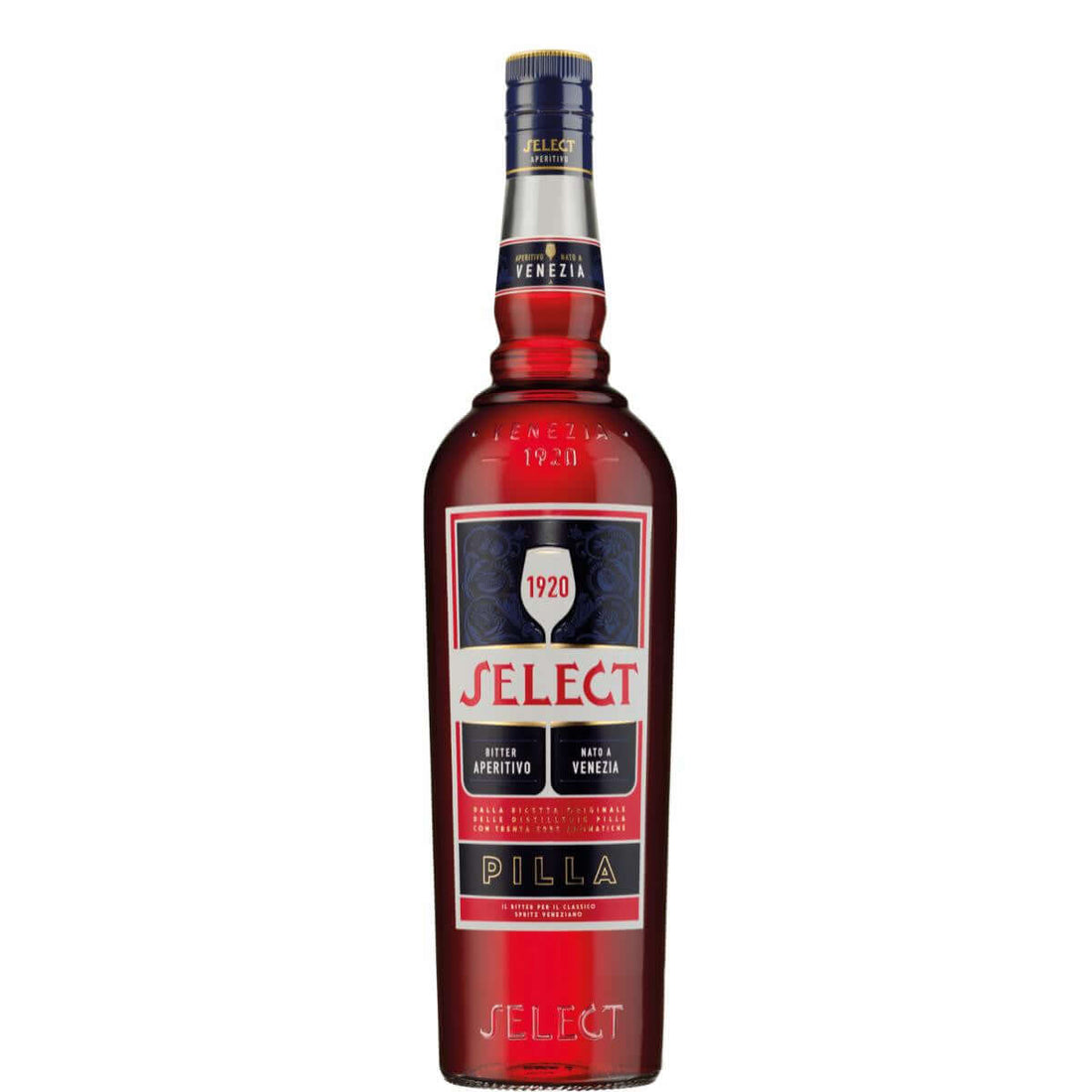 Pilla Select Aperitif 750ml bottle with red label and logo, featuring a blend of California white wine and botanicals, 18% ABV.