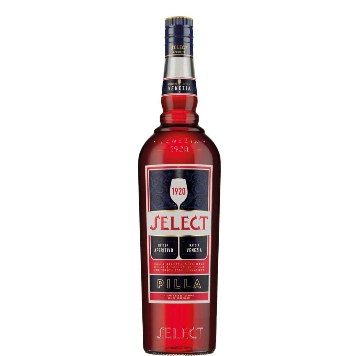 Pilla Select Aperitif 750ml bottle with red label and logo, featuring a blend of California white wine and botanicals, 18% ABV.