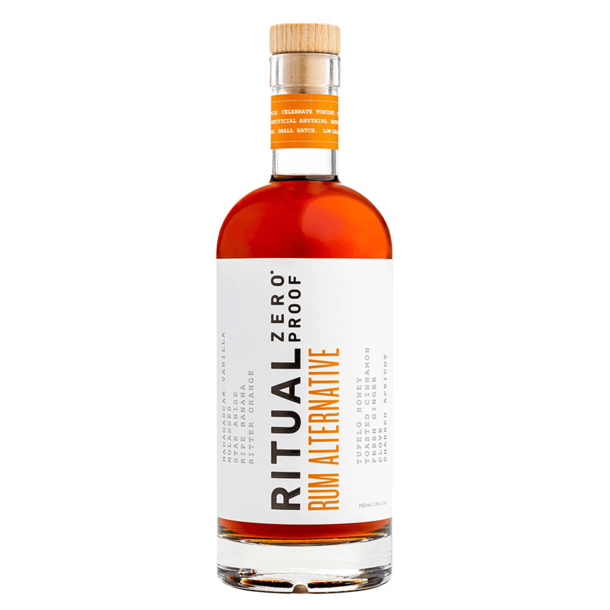 Ritual Zero Proof Non-Alcoholic Rum 750mL - USA-origin, rich dark rum flavor with vanilla, banana, spices. 0.0% ABV rum alternative.