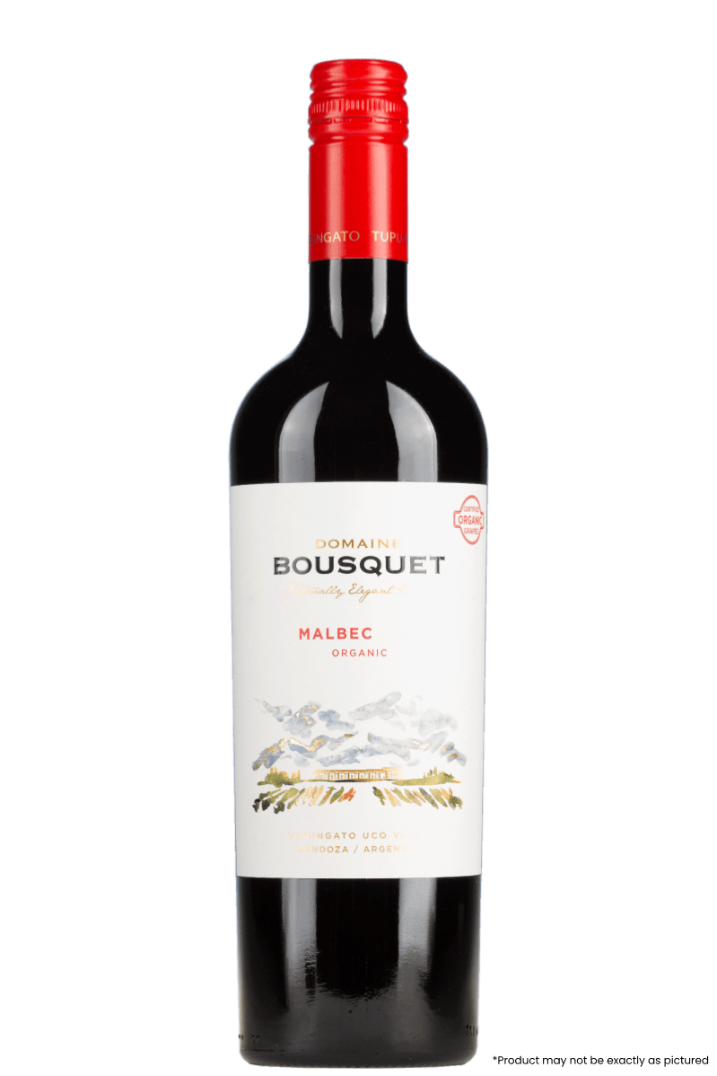 Bottle of Domaine Bousquet Malbec 2021, organic red wine from Mendoza, Argentina, 750ml size.