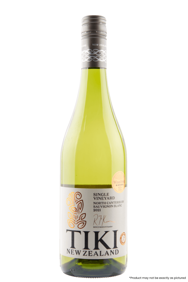 Tiki Estates Single Vineyard Sauvignon Blanc 2021 from Marlborough, New Zealand in a 750ml bottle. White wine with tropical fruit notes.