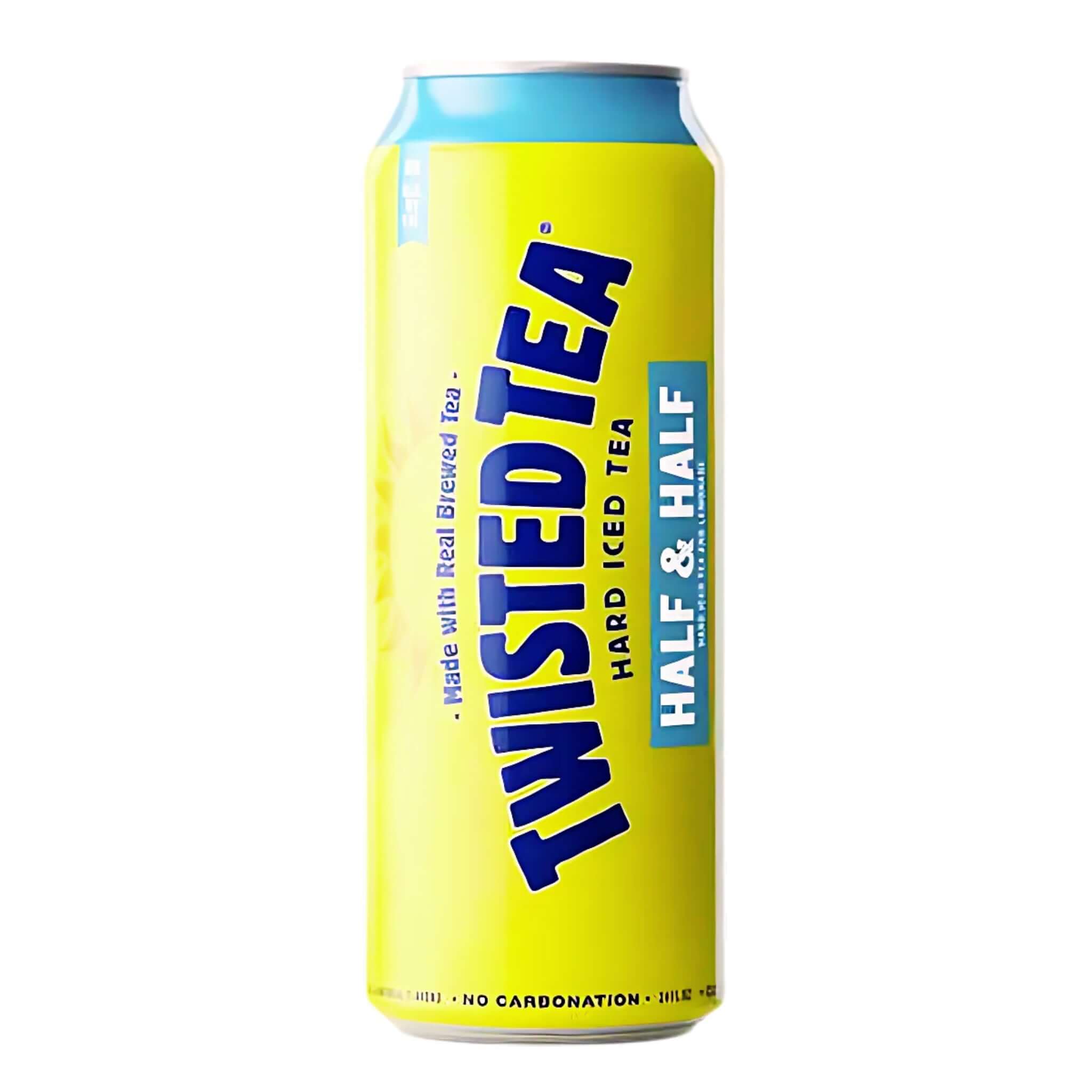 Twisted Tea Half and Half 24oz CAN, refreshing hard iced tea with lemonade, brewed by Twisted Tea Brewing Company in Cincinnati.