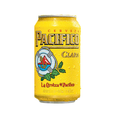 Pacifico Mexican Lager 12oz can, refreshing light beer from Grupo Modelo, featuring a crisp, balanced flavor with floral hops.