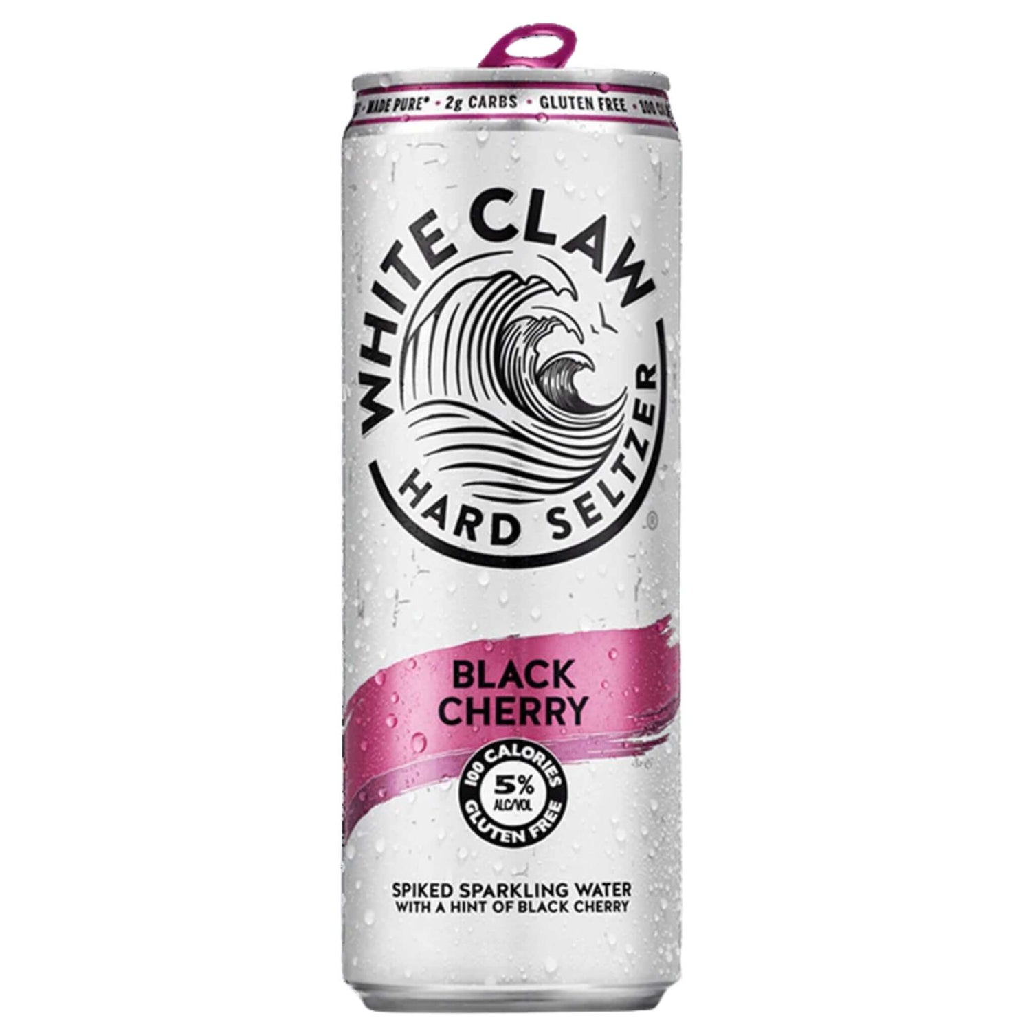 White Claw Black Cherry Hard Seltzer 19.2oz can with vibrant cherry flavor, 5% ABV, from Illinois.