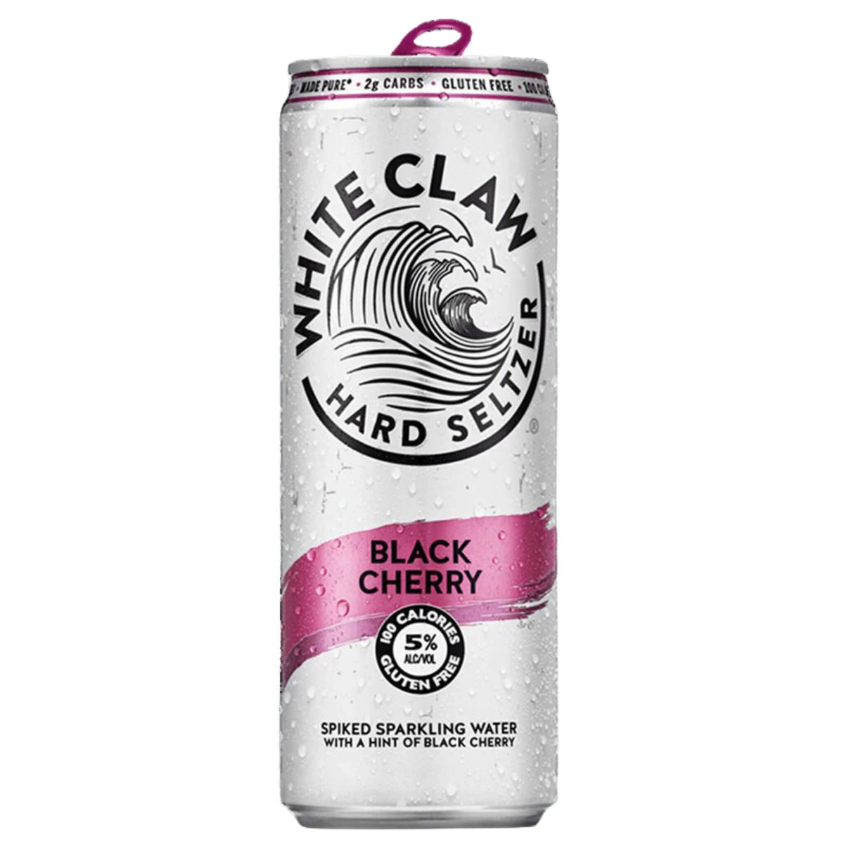 White Claw Black Cherry Hard Seltzer 19.2oz can with vibrant cherry flavor, 5% ABV, from Illinois.