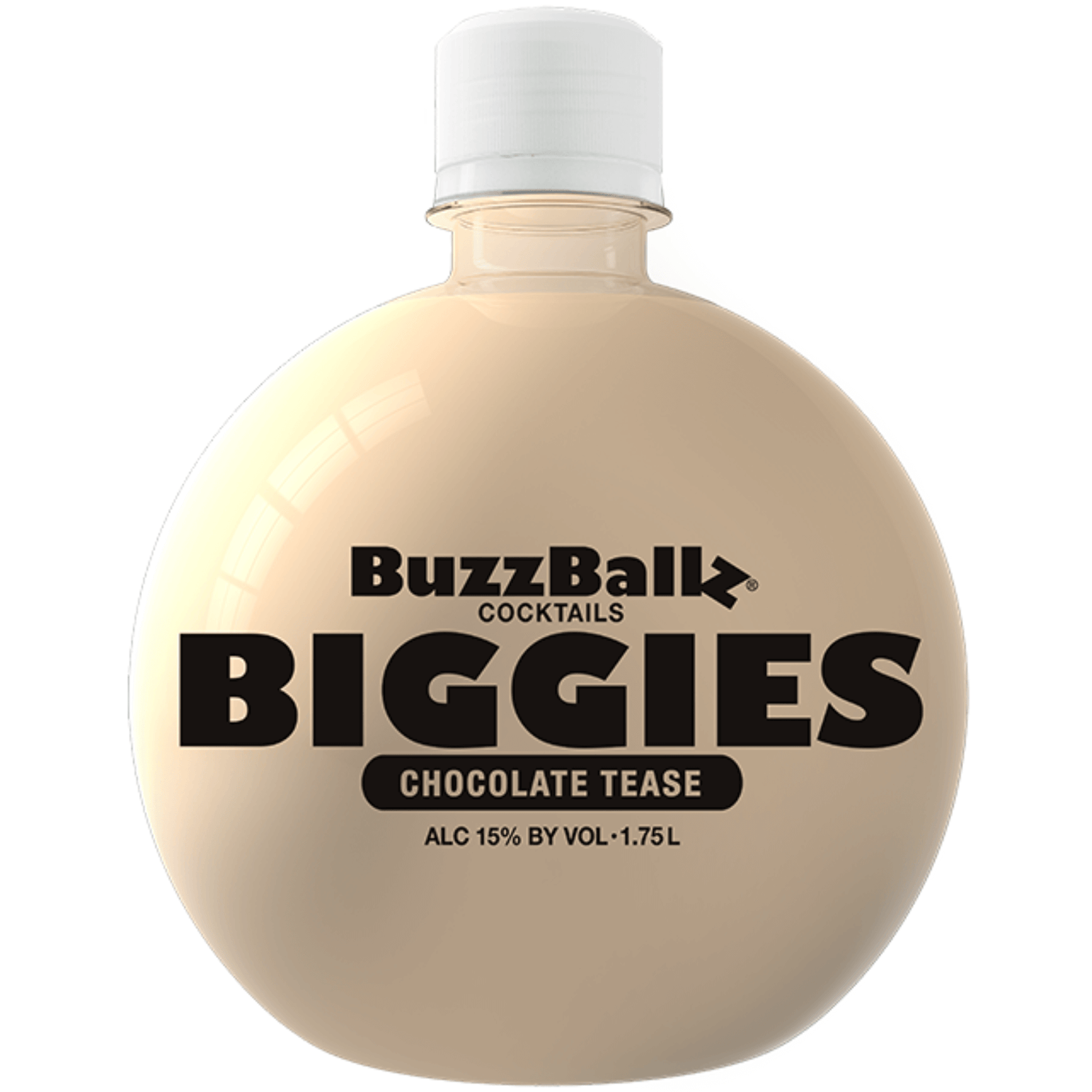 BuzzBallz Biggies Chocolate Tease 1.75L bottle, a creamy chocolate vodka cocktail from BuzzBallz, ideal for dessert lovers.