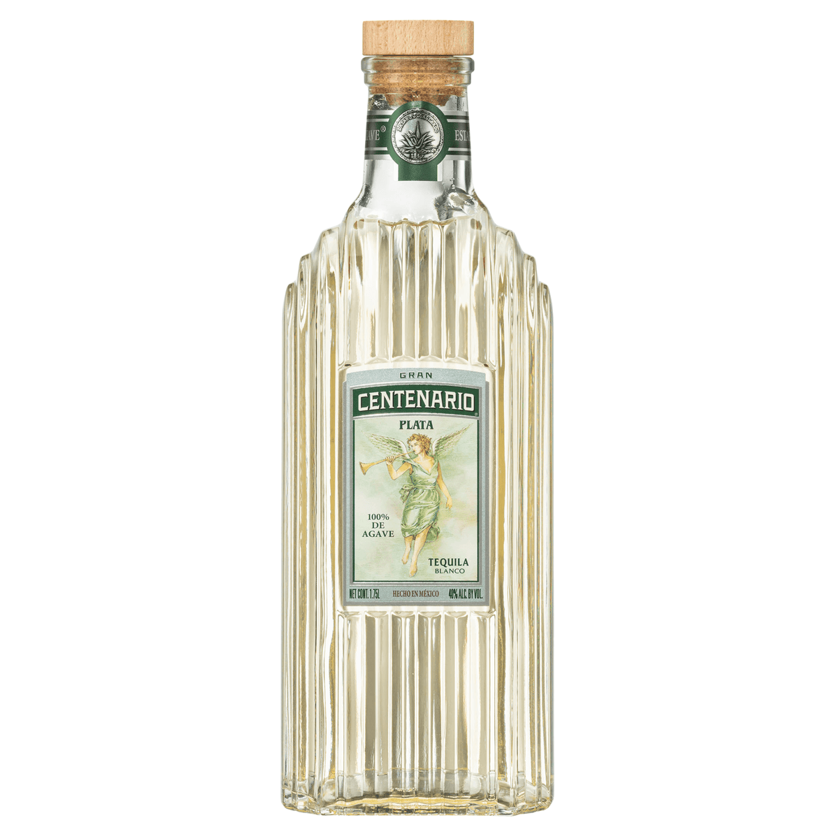 Gran Centenario Plata Tequila 1.75L bottle, premium 100% Blue Weber agave, smooth character, crisp taste, from Casa Cuervo, Tequila, Jalisco.