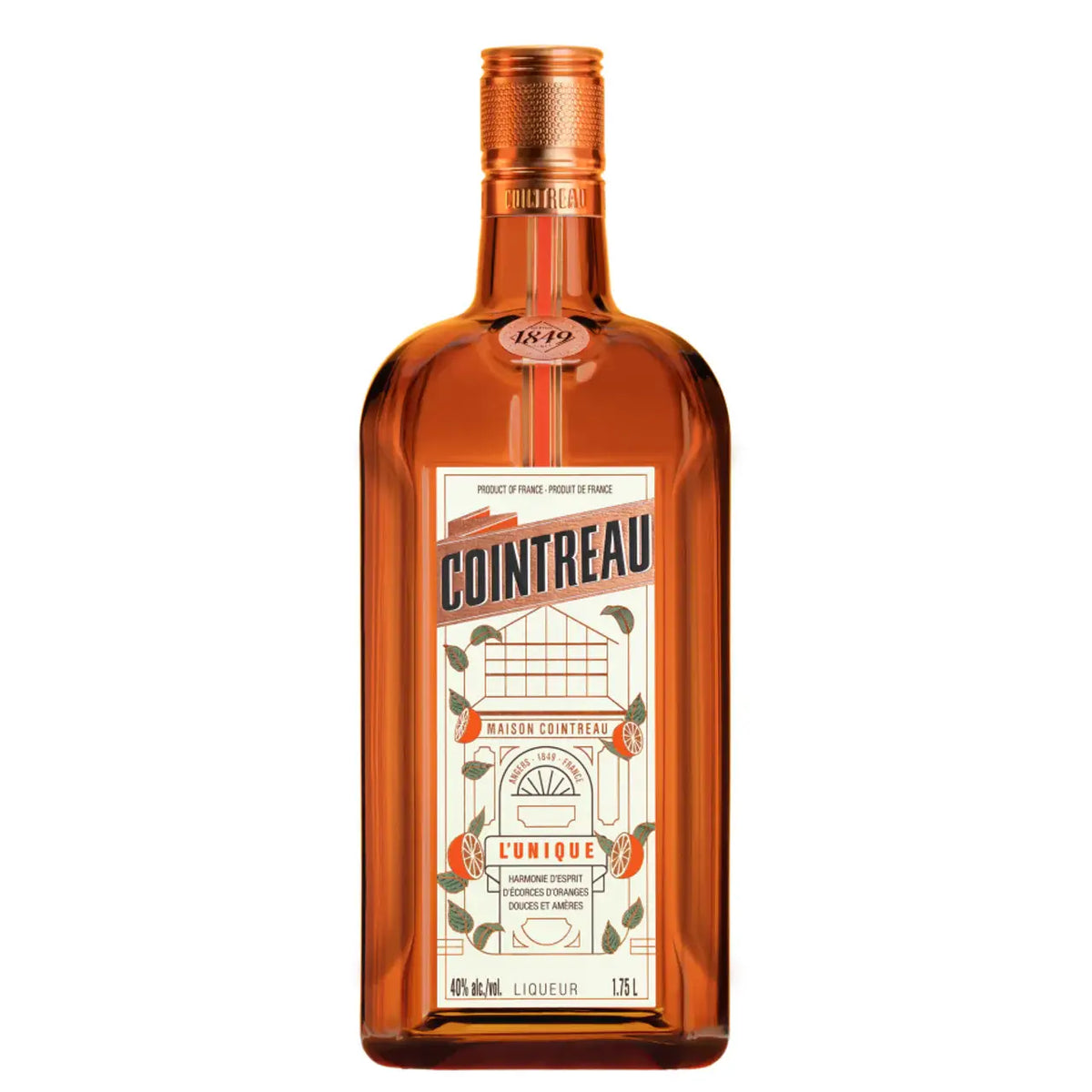 Cointreau 750ml bottle, premium French triple sec liqueur with orange peels, 40% ABV, Saint-Barthélemy-d&