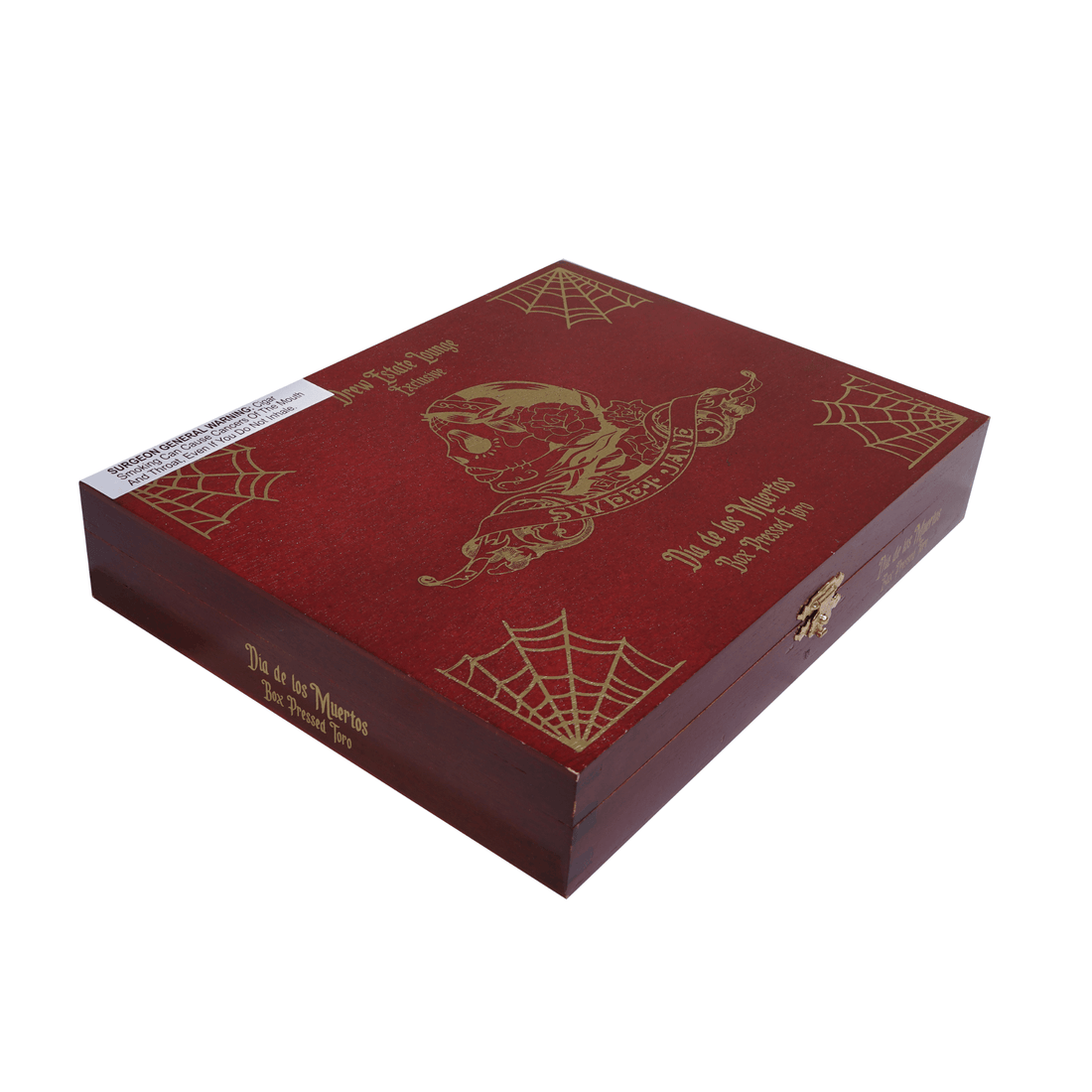 Deadwood Sweet Jane Dia de los Muertos cigar box, red with gold design, 20ct featuring holiday theme, perfect for celebrations.