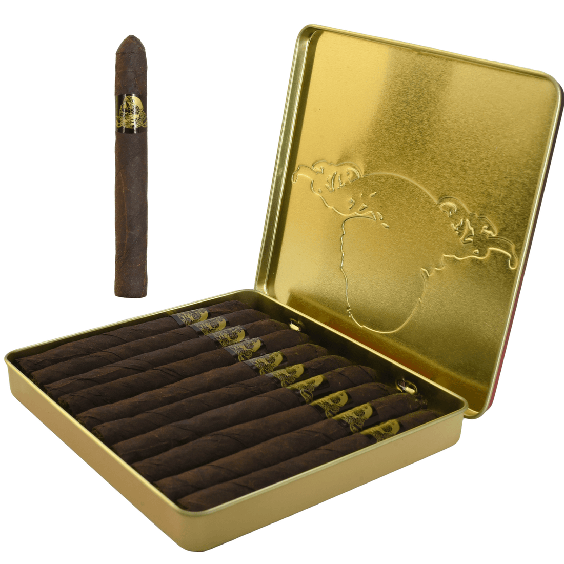 Deadwood Sweet Jane cigars in a tin, featuring 10 dark cigars with unique branding. Ideal for cigar enthusiasts.